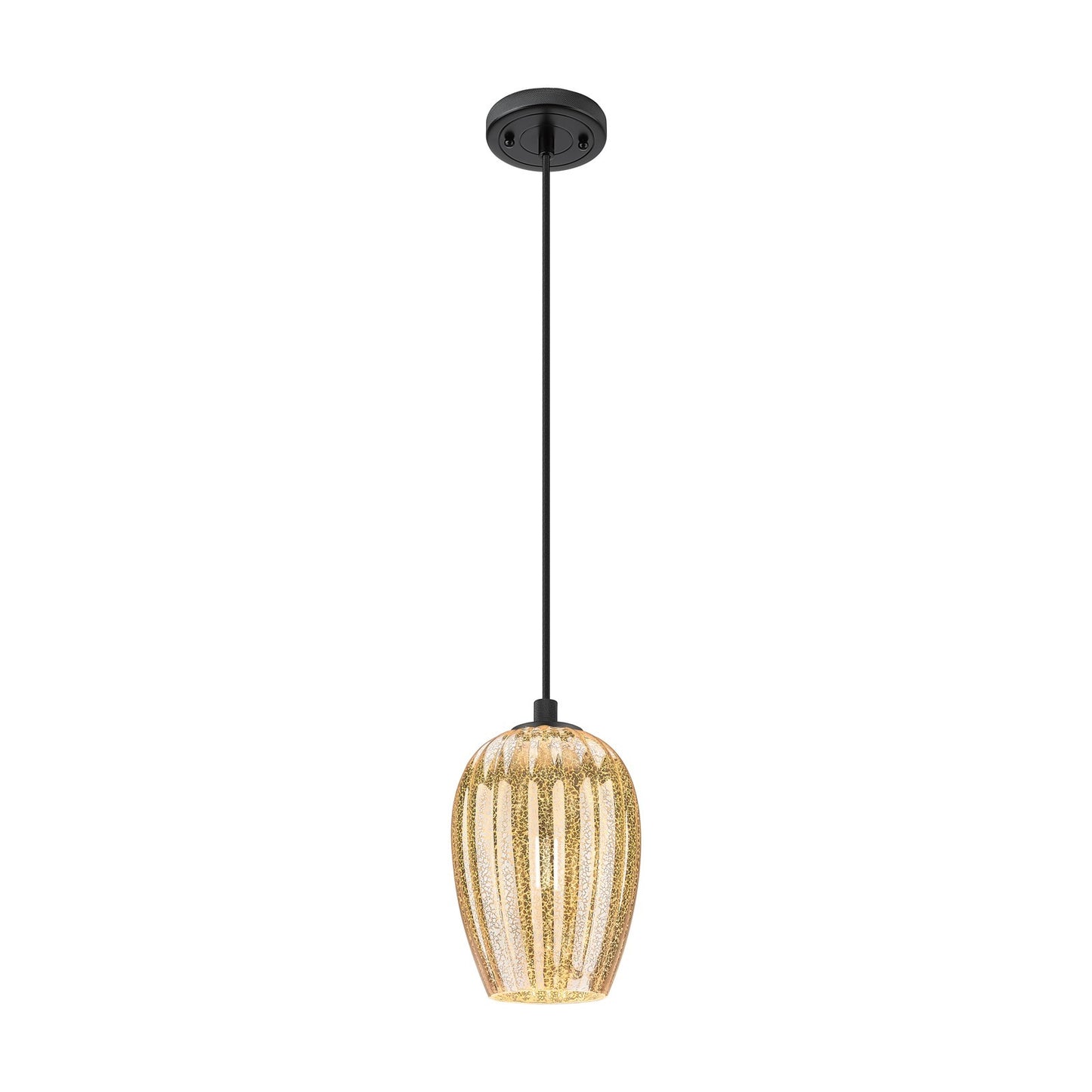 Innovations Preston Flute 6in 1-Light Pendant | Industrial Matte Black and Mercury Glass | Kitchen Island & Dining Room | Model 434-1P-BK-G457-6ME