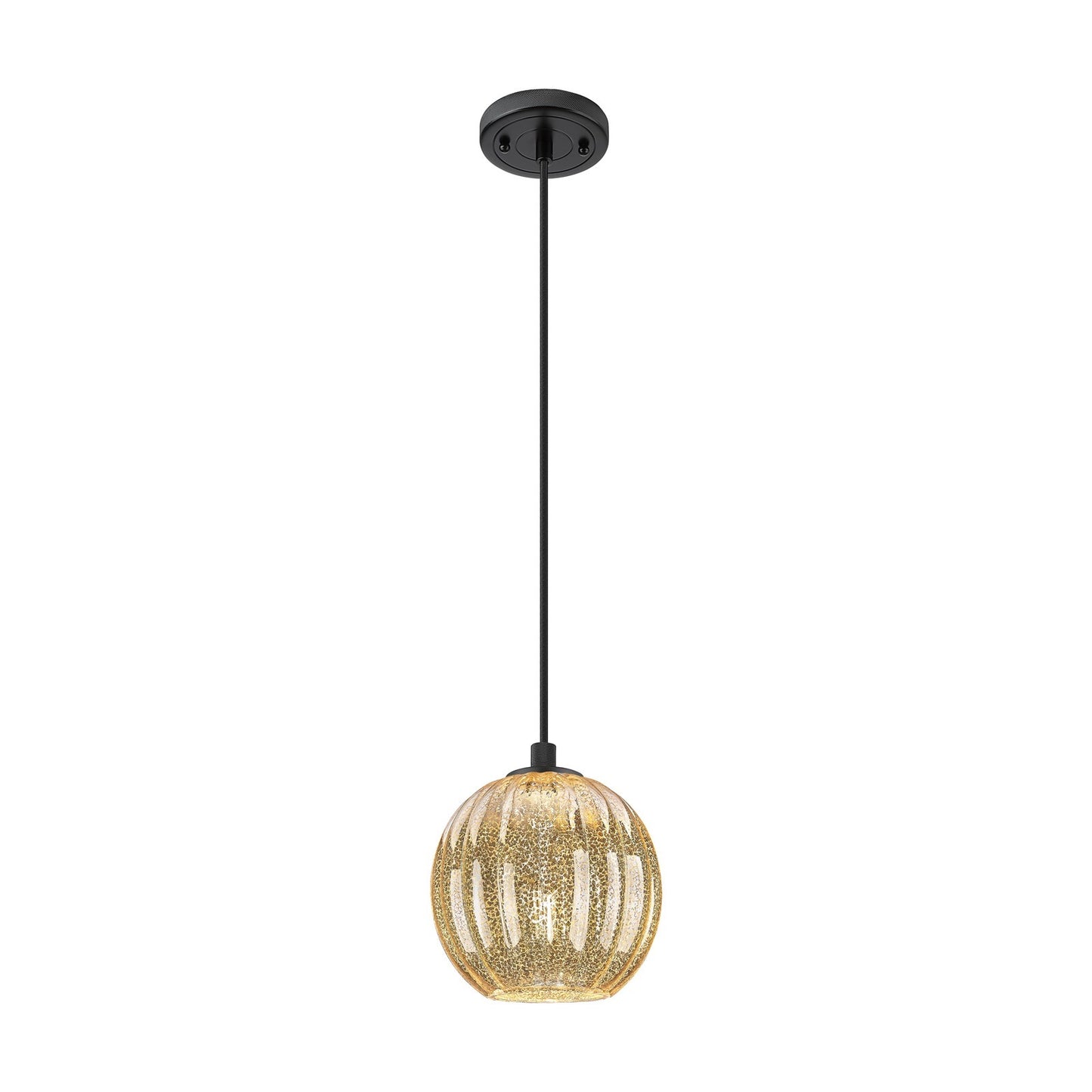 Innovations Preston Globe 7in 1-Light Pendant | Industrial Matte Black and Mercury Glass | Kitchen Island & Dining Room | Model 434-1P-BK-G458-7ME