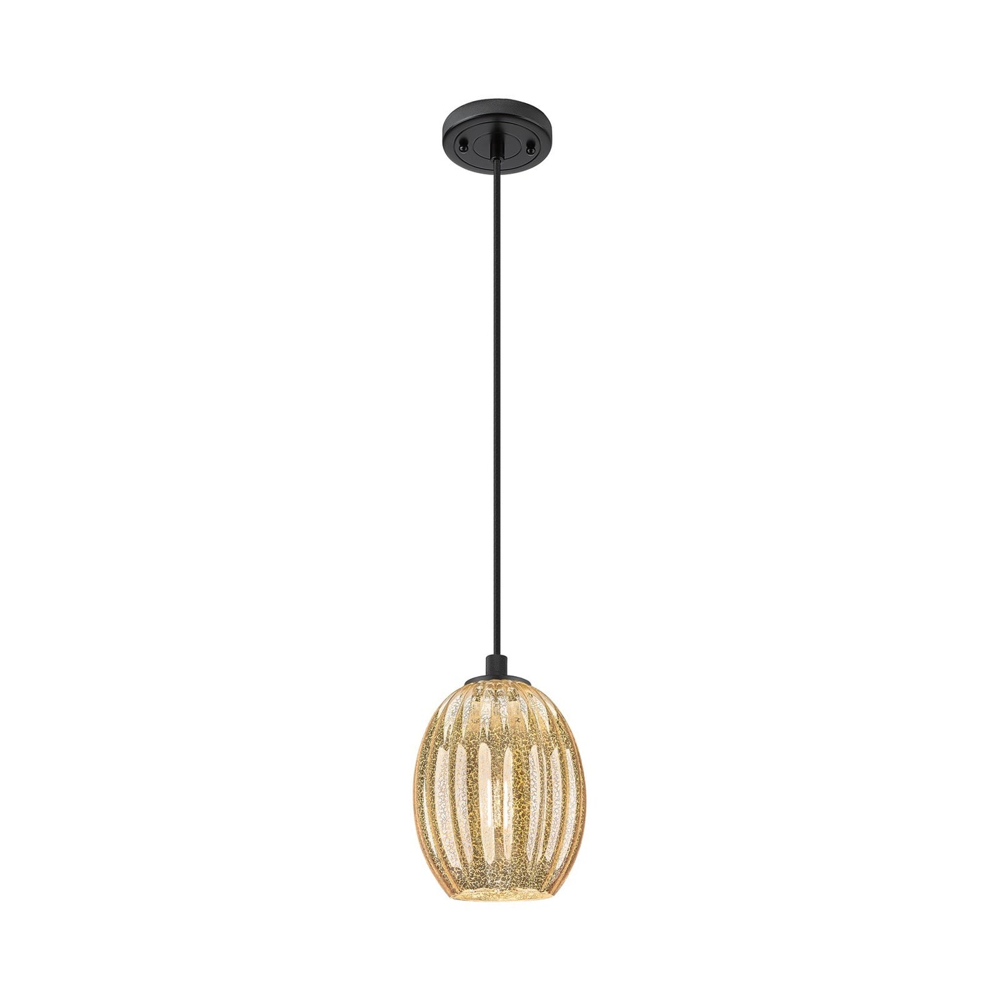 Innovations Preston Bulb 6in 1-Light Pendant | Industrial Matte Black and Mercury Glass | Kitchen Island & Dining Room | Model 434-1P-BK-G459-6ME