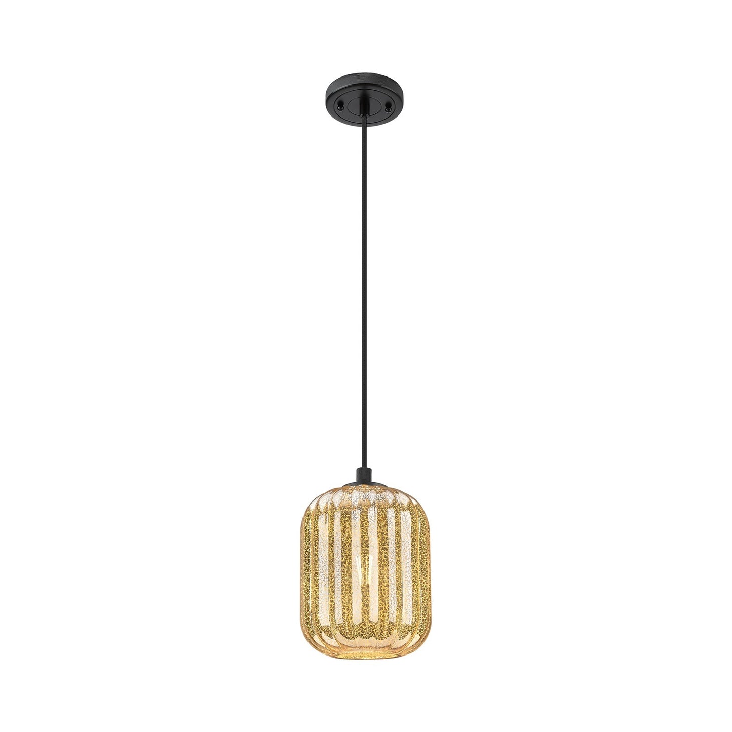 Innovations Preston Cylinder 7in 1-Light Pendant | Industrial Matte Black and Mercury Glass | Kitchen Island & Dining Room | Model 434-1P-BK-G460-7ME