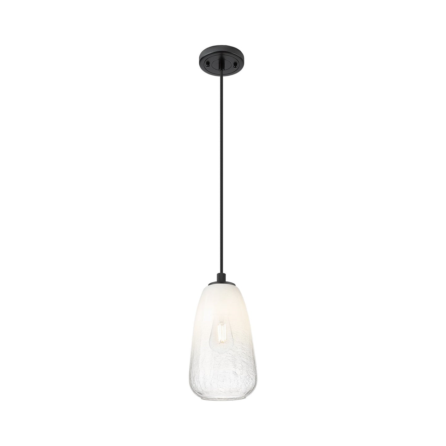 Innovations Brookhaven Almond 6in 1-Light Pendant | Industrial Matte Black and Opal Glass | Kitchen Island & Dining Room | Model 434-1P-BK-G480-6OP