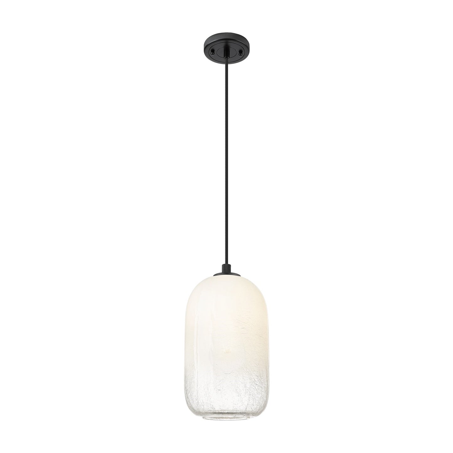 Innovations Brookhaven Cloche 7in 1-Light Pendant | Industrial Matte Black and Opal Glass | Kitchen Island & Dining Room | Model 434-1P-BK-G482-7OP