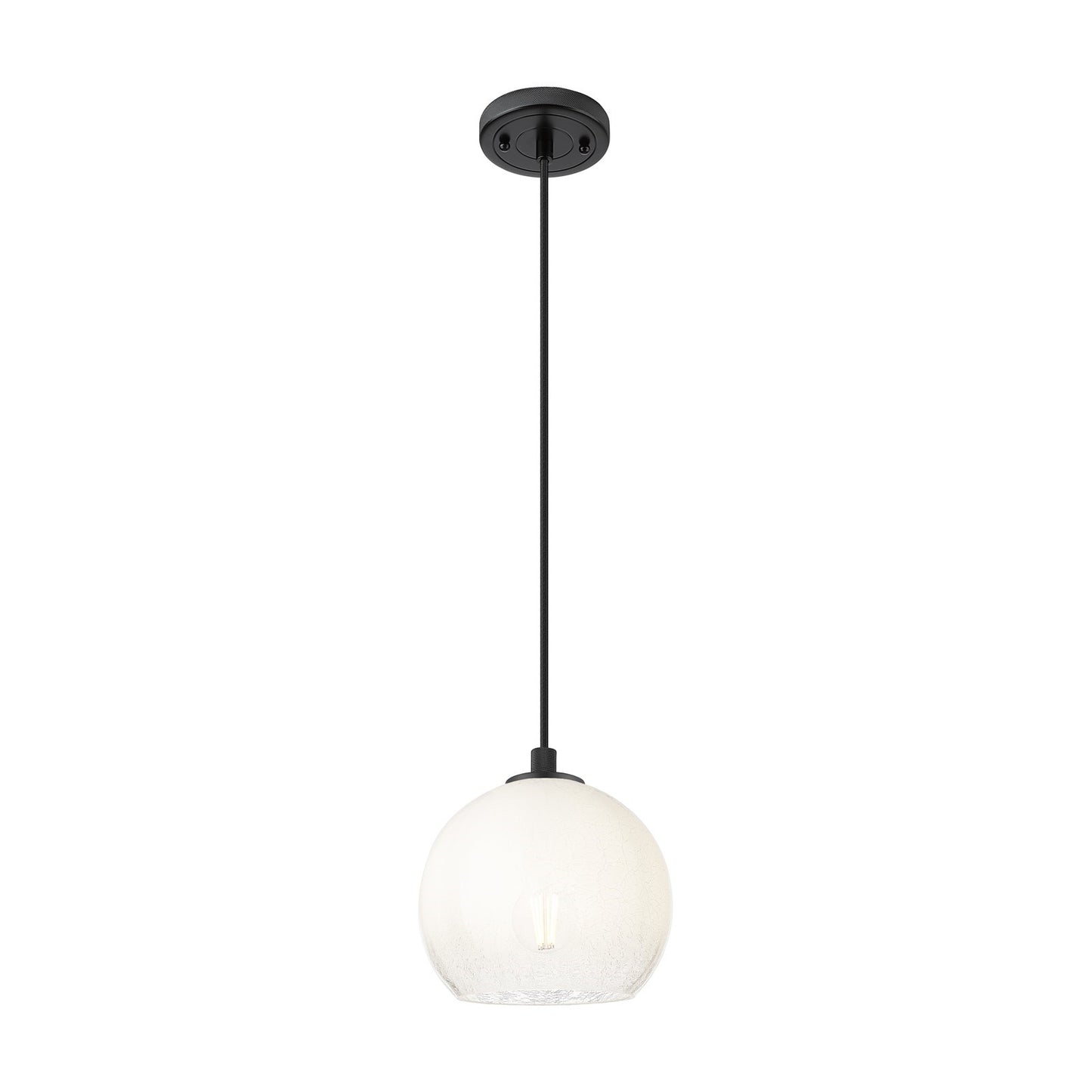 Innovations Brookhaven Globe 8in 1-Light Pendant | Industrial Matte Black and Opal Glass | Kitchen Island & Dining Room | Model 434-1P-BK-G483-8OP