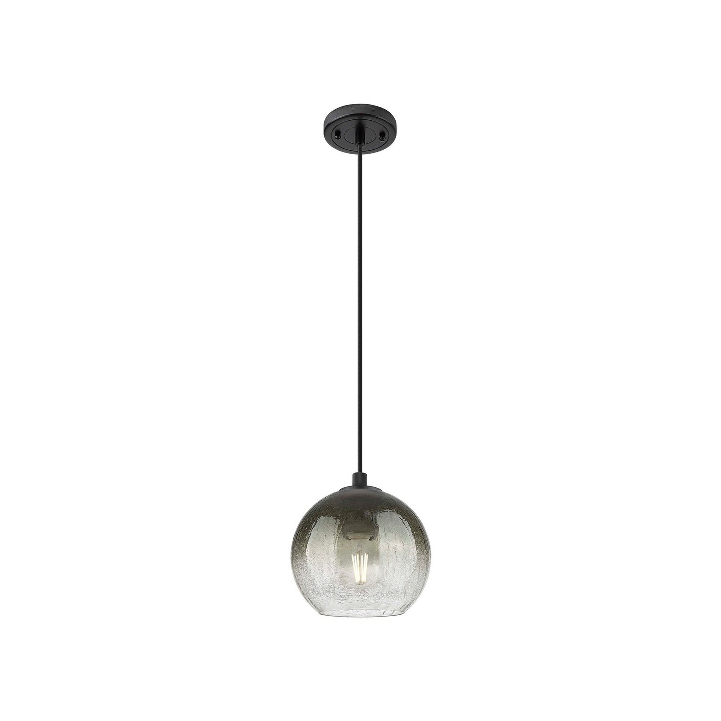 Innovations Brookhaven Globe 8in 1-Light Pendant | Industrial Matte Black and Slate Glass | Kitchen Island & Dining Room | Model 434-1P-BK-G483-8SL