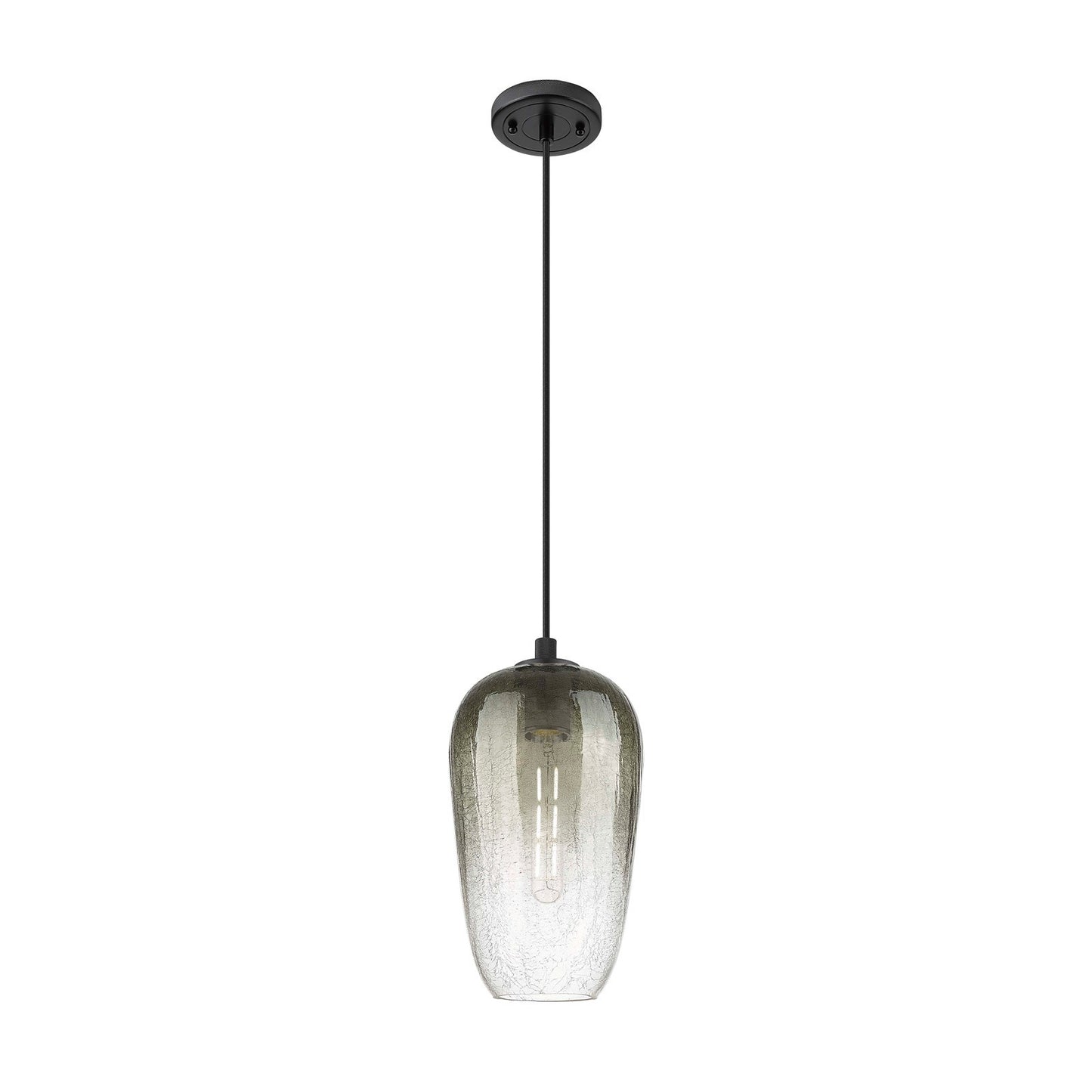 Innovations Brookhaven Flute 7in 1-Light Pendant | Industrial Matte Black and Slate Glass | Kitchen Island & Dining Room | Model 434-1P-BK-G484-7SL