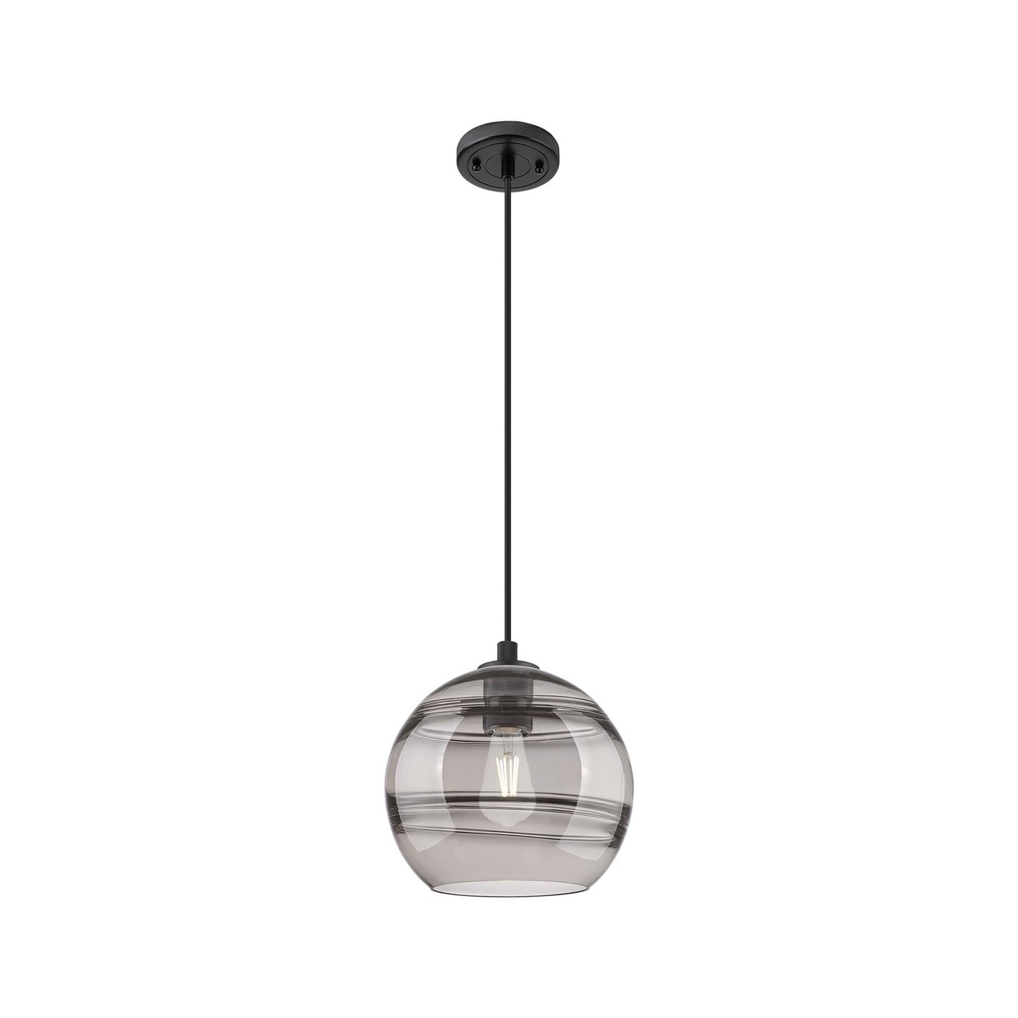 Innovations Rochester 10in 1-Light Pendant | Industrial Matte Black and Light Smoke Glass | Kitchen Island & Dining Room | Model 434-1P-BK-G556-10SM