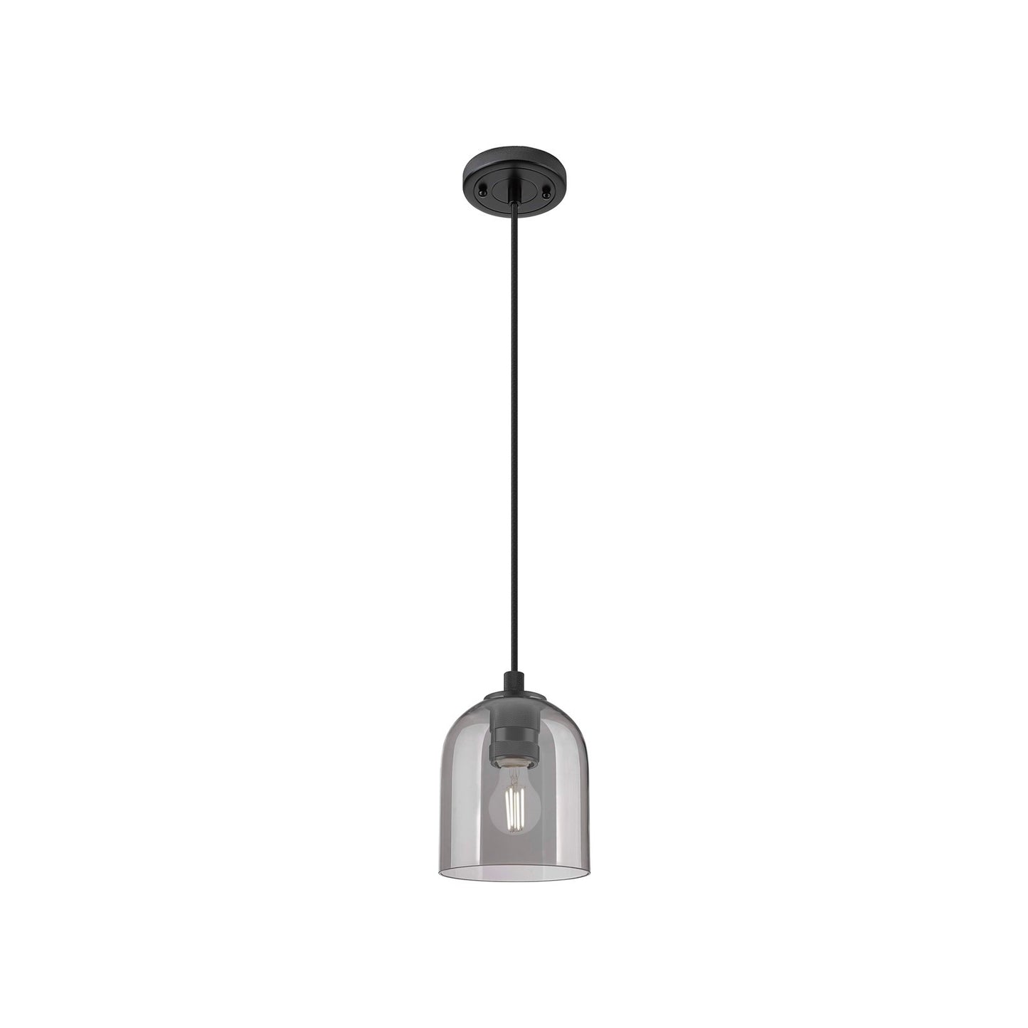 Innovations Bella 5.5in 1-Light Pendant | Industrial Matte Black and Light Smoke Glass | Kitchen Island & Dining Room | Model 434-1P-BK-G558-6SM