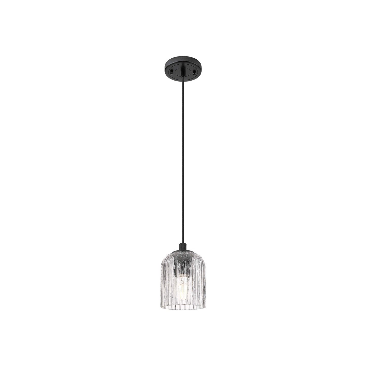 Innovations Crown Point 5in 1-Light Pendant | Industrial Matte Black and Clear Glass | Kitchen Island & Dining Room | Model 434-1P-BK-G559-5CL