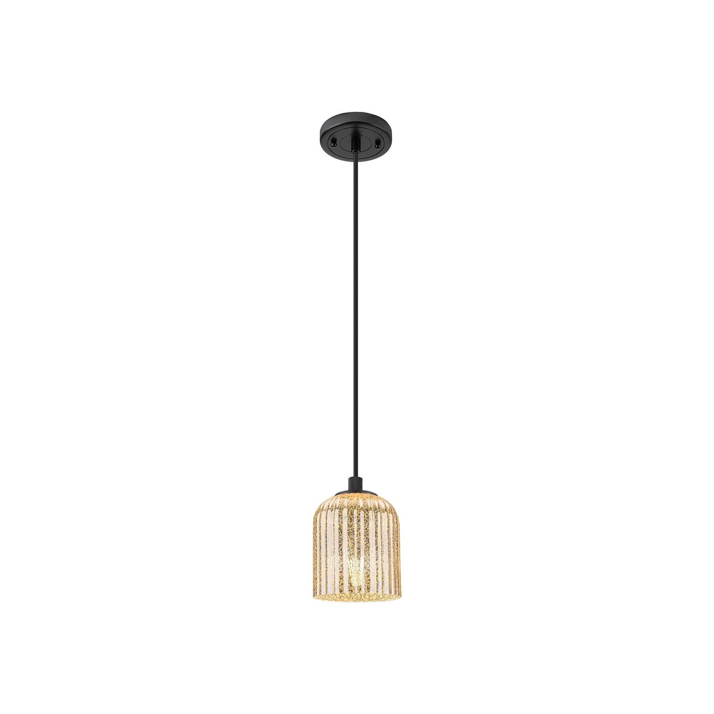 Innovations Crown Point 5in 1-Light Pendant | Industrial Matte Black and Mercury Glass | Kitchen Island & Dining Room | Model 434-1P-BK-G559-5ME