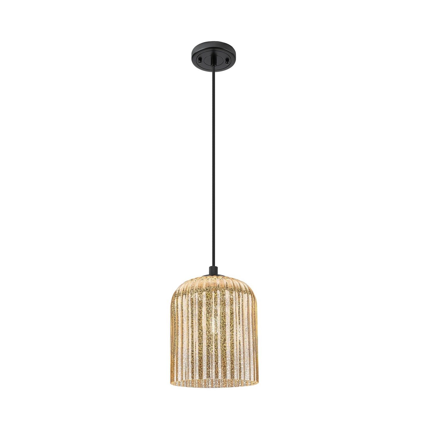 Innovations Crown Point 8in 1-Light Pendant | Industrial Matte Black and Mercury Glass | Kitchen Island & Dining Room | Model 434-1P-BK-G559-8ME