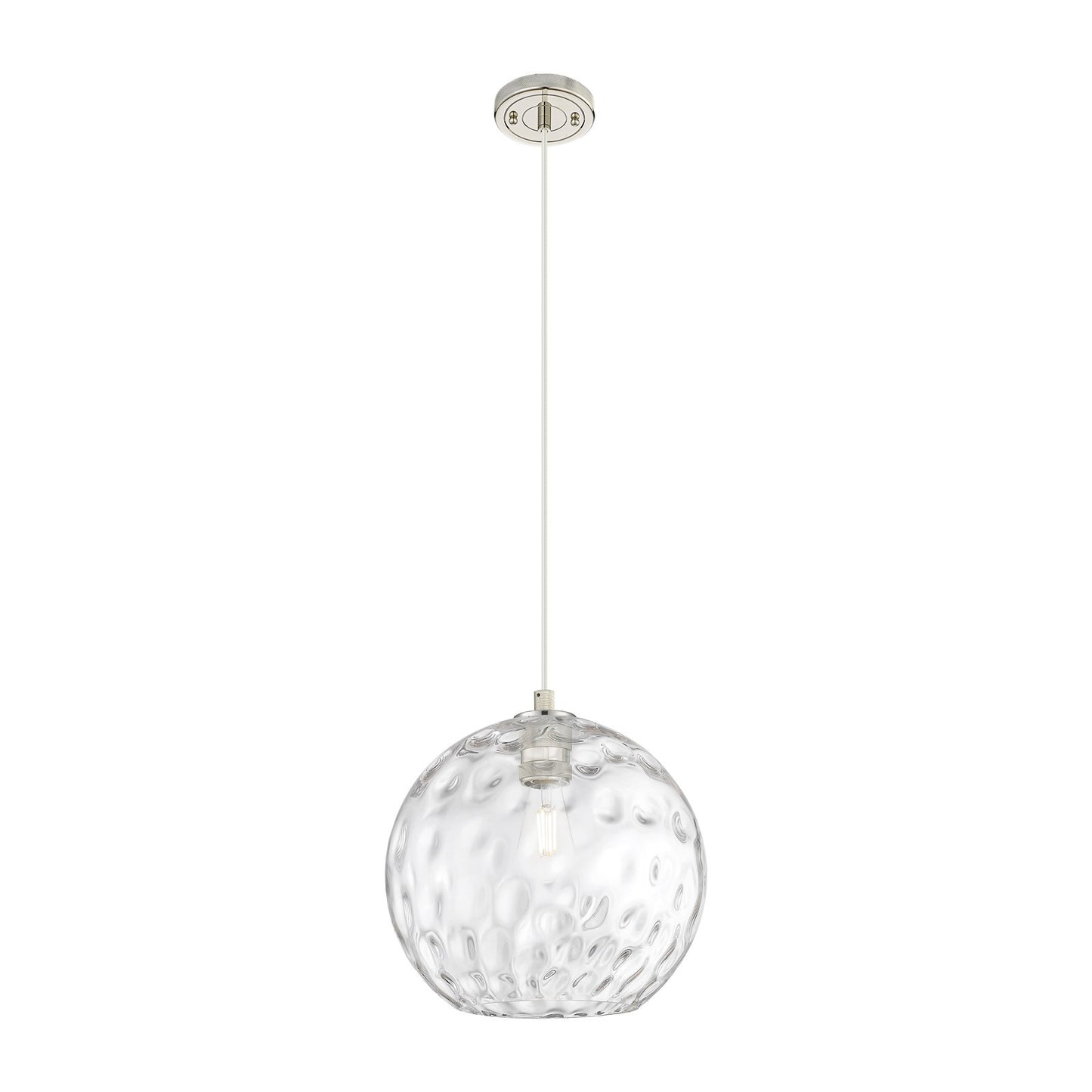 Innovations Athens Water Glass 12in 1-Light Pendant | Industrial Polished Nickel and Clear Glass | Kitchen Island & Dining | Model 434-1P-PN-G1215-12