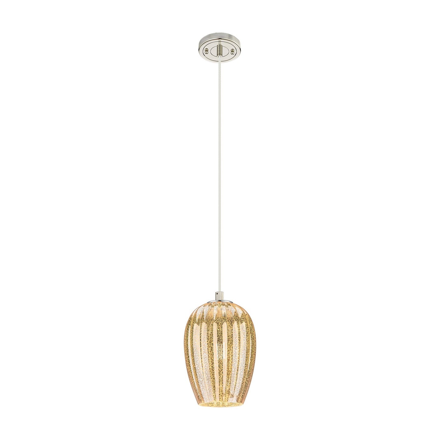 Innovations Preston Flute 6.25in 1-Light Pendant | Industrial Polished Nickel and Mercury Glass | Kitchen Island & Dining | Model 434-1P-PN-G457-6ME
