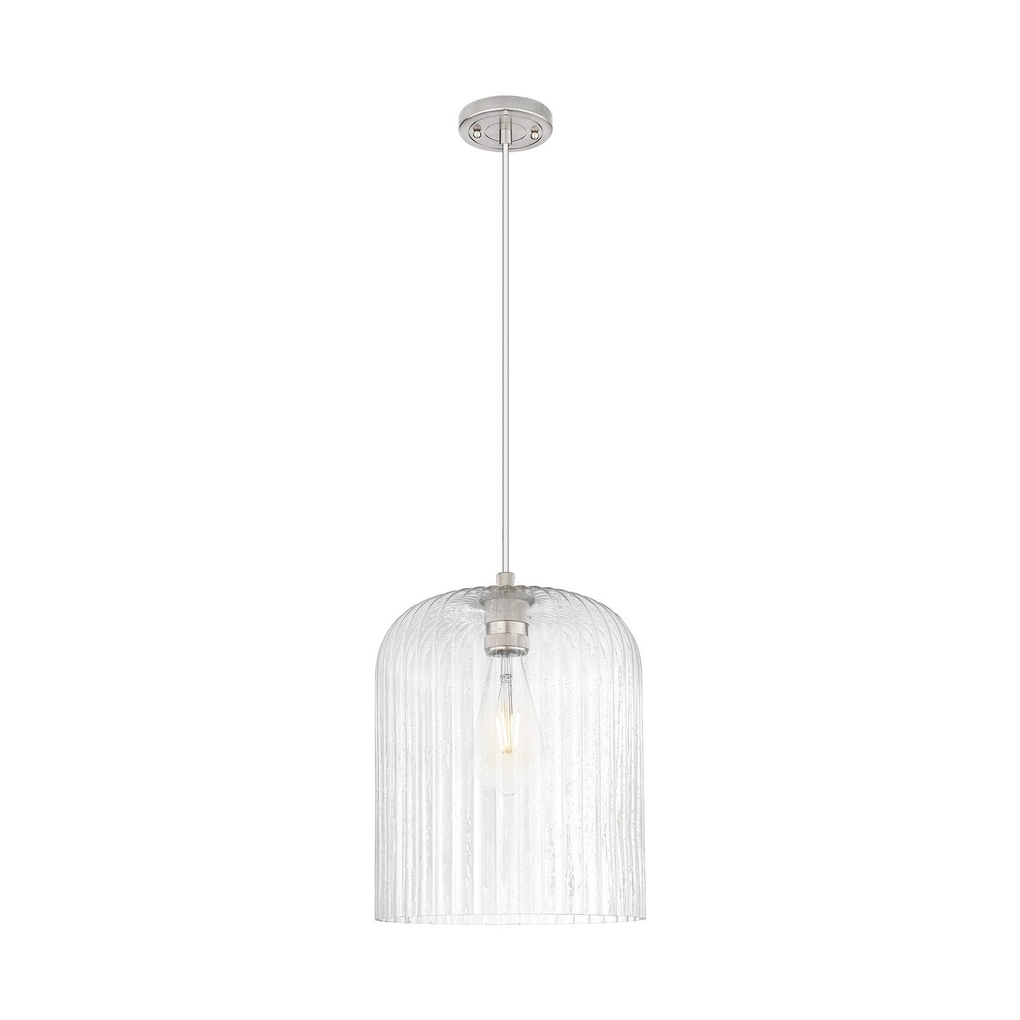 Innovations Crown Point 12in 1-Light Pendant | Industrial Satin Nickel and Seedy Glass | Kitchen Island & Dining Room | Model 434-1P-SN-G559-12SDY