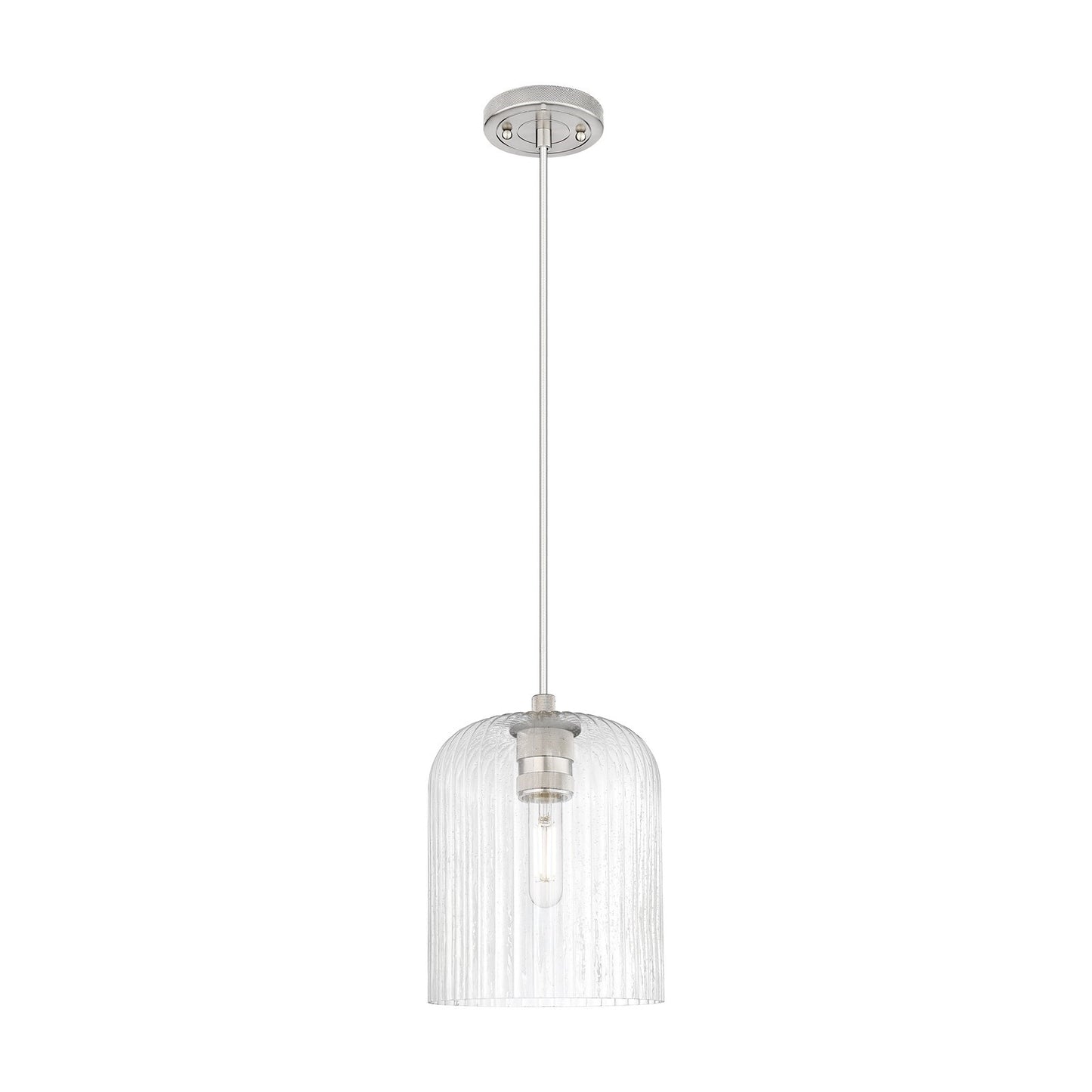 Innovations Crown Point 8in 1-Light Pendant | Industrial Satin Nickel and Seedy Glass | Kitchen Island & Dining Room | Model 434-1P-SN-G559-8SDY
