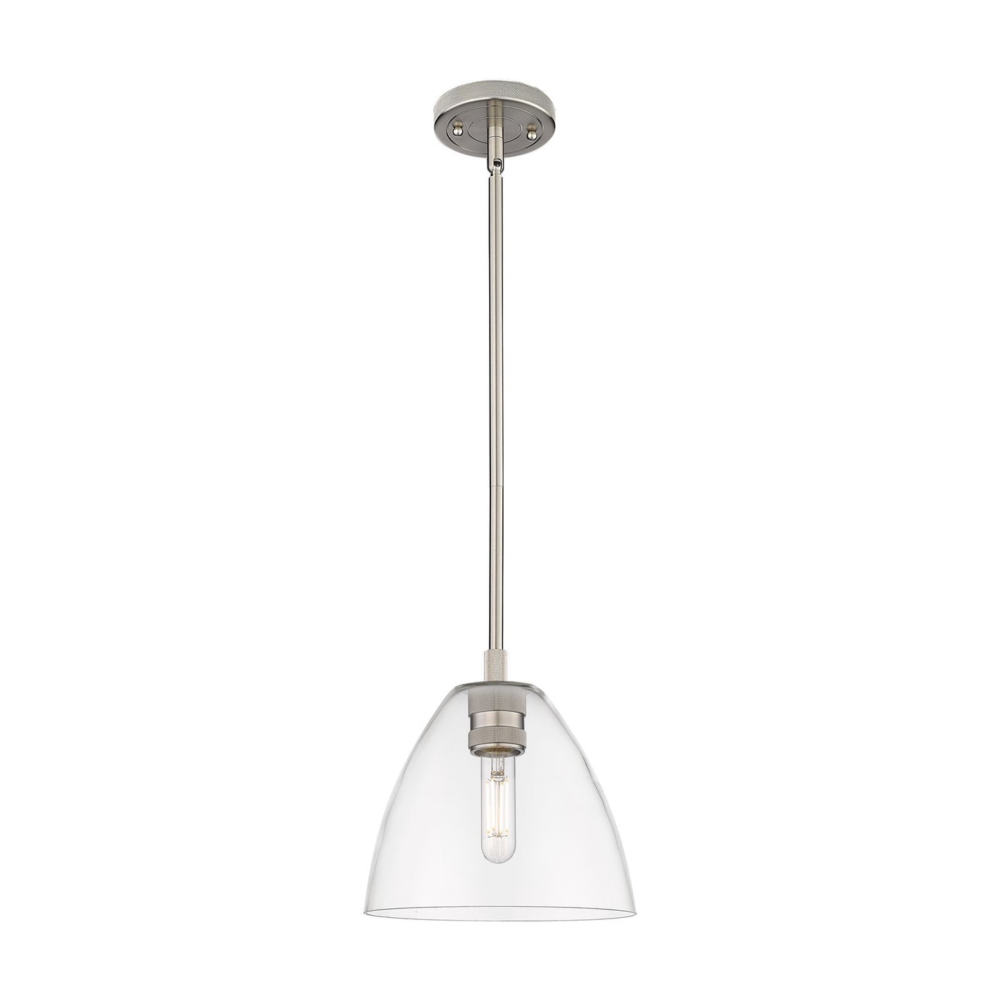 Innovations Bristol 7.5in 1-Light Pendant | Industrial Satin Nickel and Clear Glass | Kitchen Island & Dining Room | Model 434-1P-SN-GBD-752