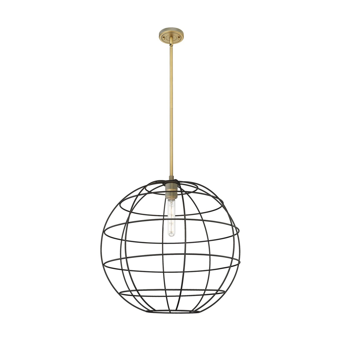 Innovations Lake Placid 22in 1-Light Pendant | Industrial Brushed Brass and Matte Black Metal | Kitchen Island & Dining | Model 434-1S-BB-CE-22-BK