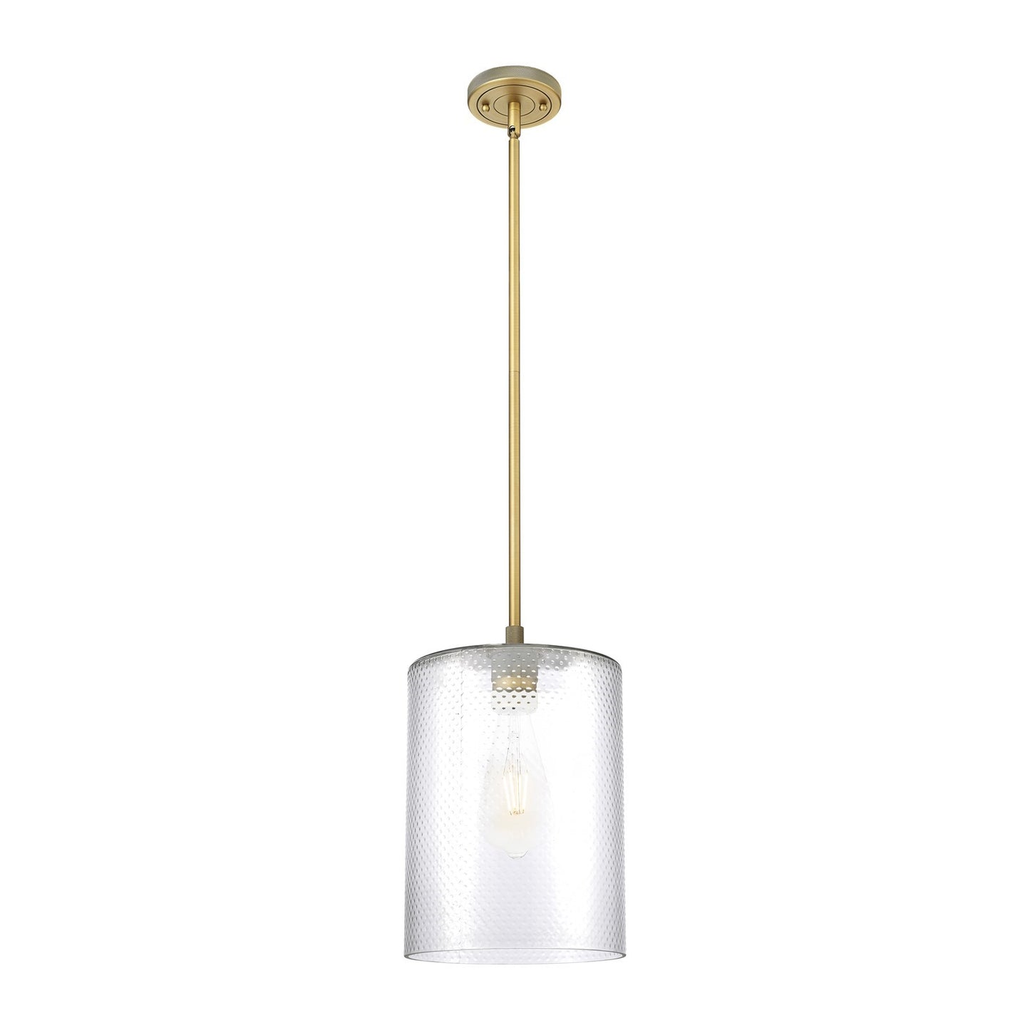 Innovations Cobbleskill 9in 1-Light Pendant | Industrial Brushed Brass and Clear Glass | Kitchen Island & Dining Room | Model 434-1S-BB-G112-L