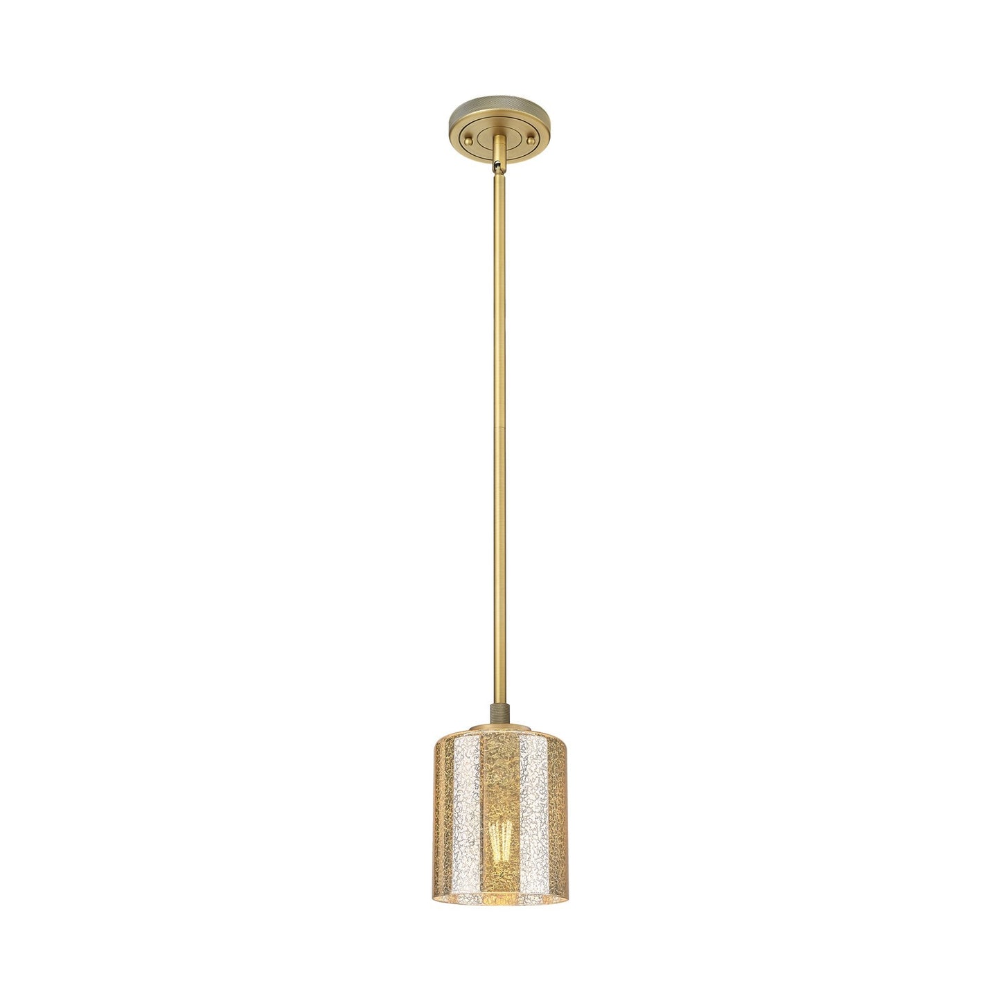 Innovations Cobbleskill 5in 1-Light Pendant | Industrial Brushed Brass and Mercury Glass | Kitchen Island & Dining Room | Model 434-1S-BB-G116