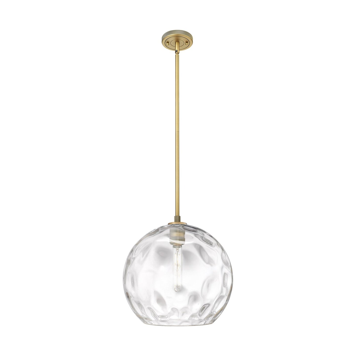 Innovations Athens Water Glass 13in 1-Light Pendant | Industrial Brushed Brass and Clear Glass | Kitchen Island & Dining | Model 434-1S-BB-G1215-14