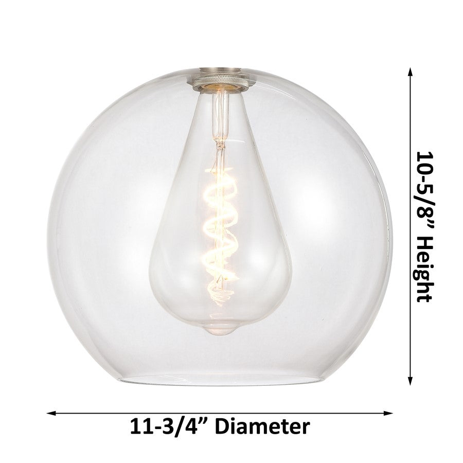 Innovations Crown Point 1Lt 12" Athens Stem Pendant, Brushed Brass/CL