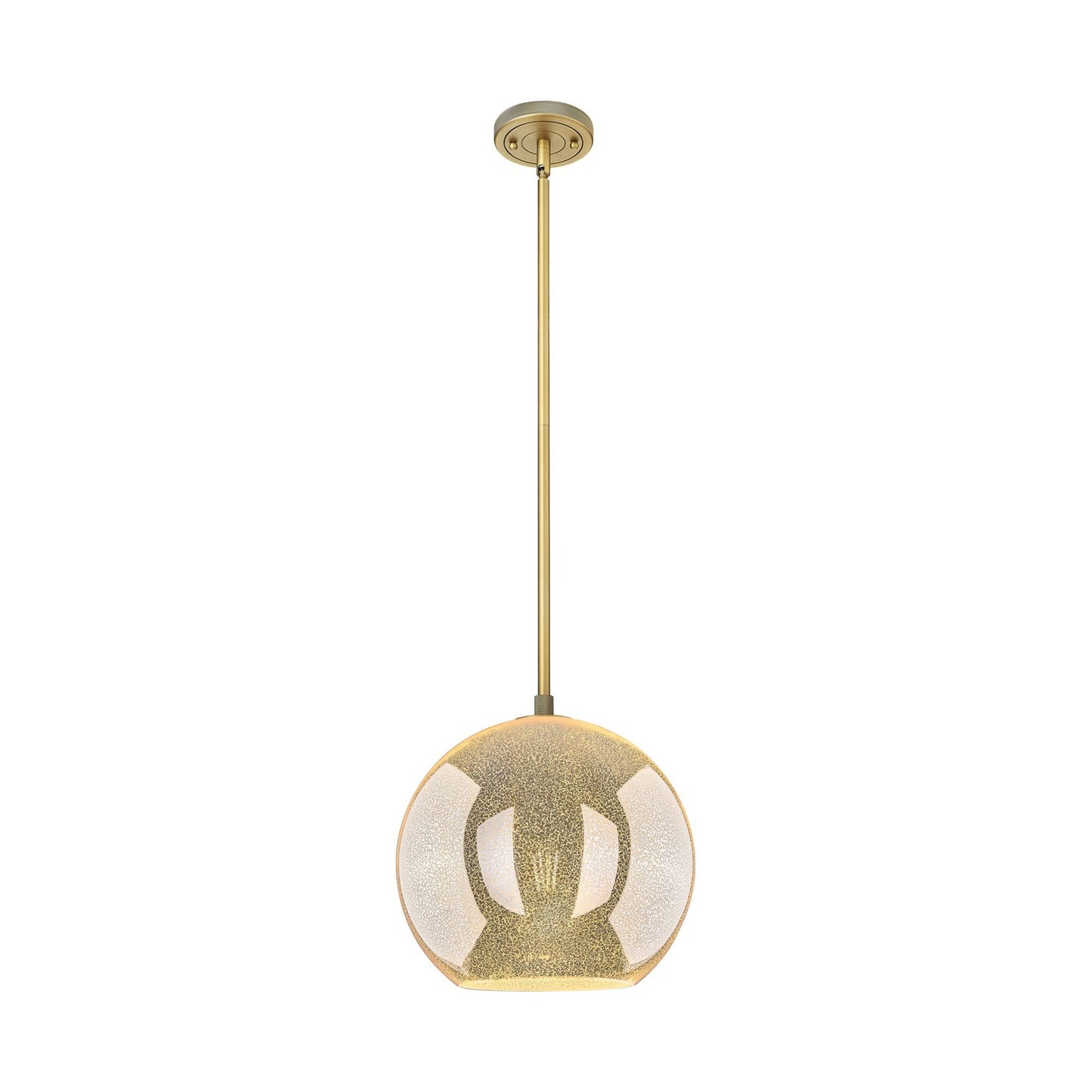 Innovations Athens 12in 1-Light Pendant | Industrial Brushed Brass and Mercury Glass | Kitchen Island & Dining Room | Model 434-1S-BB-G128-12