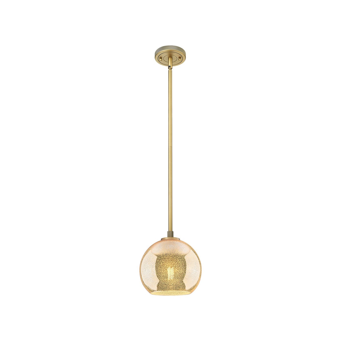 Innovations Athens 8in 1-Light Pendant | Industrial Brushed Brass and Mercury Glass | Kitchen Island & Dining Room | Model 434-1S-BB-G128-8