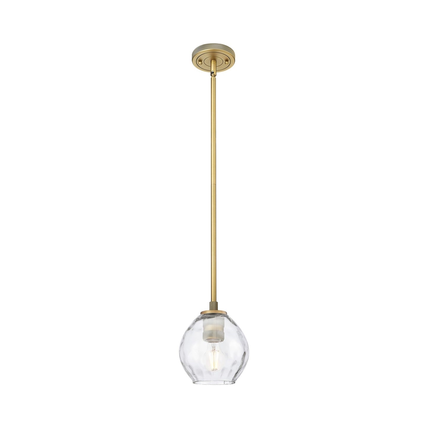 Innovations Waverly 6.25in 1-Light Pendant | Industrial Brushed Brass and Clear Glass | Kitchen Island & Dining Room | Model 434-1S-BB-G362
