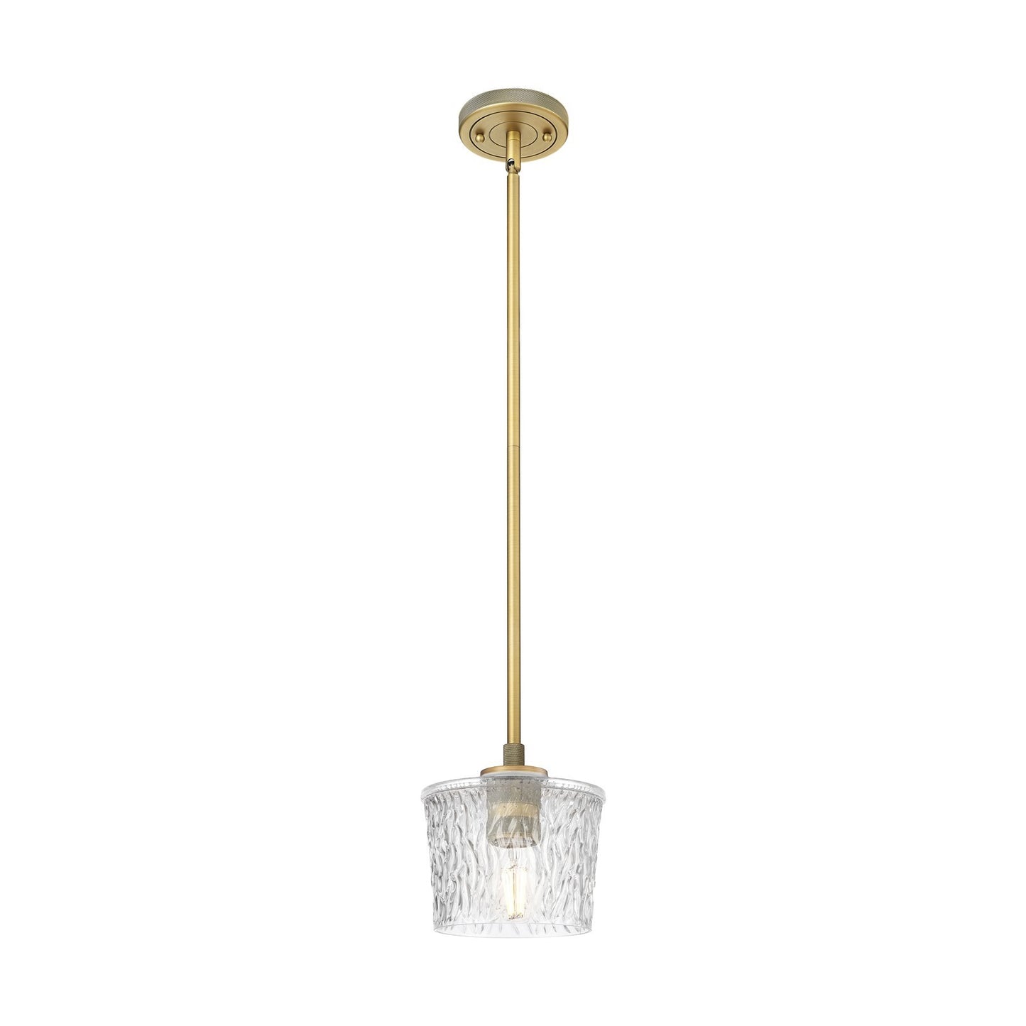 Innovations Niagara 6.5in 1-Light Pendant | Industrial Brushed Brass and Clear Glass | Kitchen Island & Dining Room | Model 434-1S-BB-G402