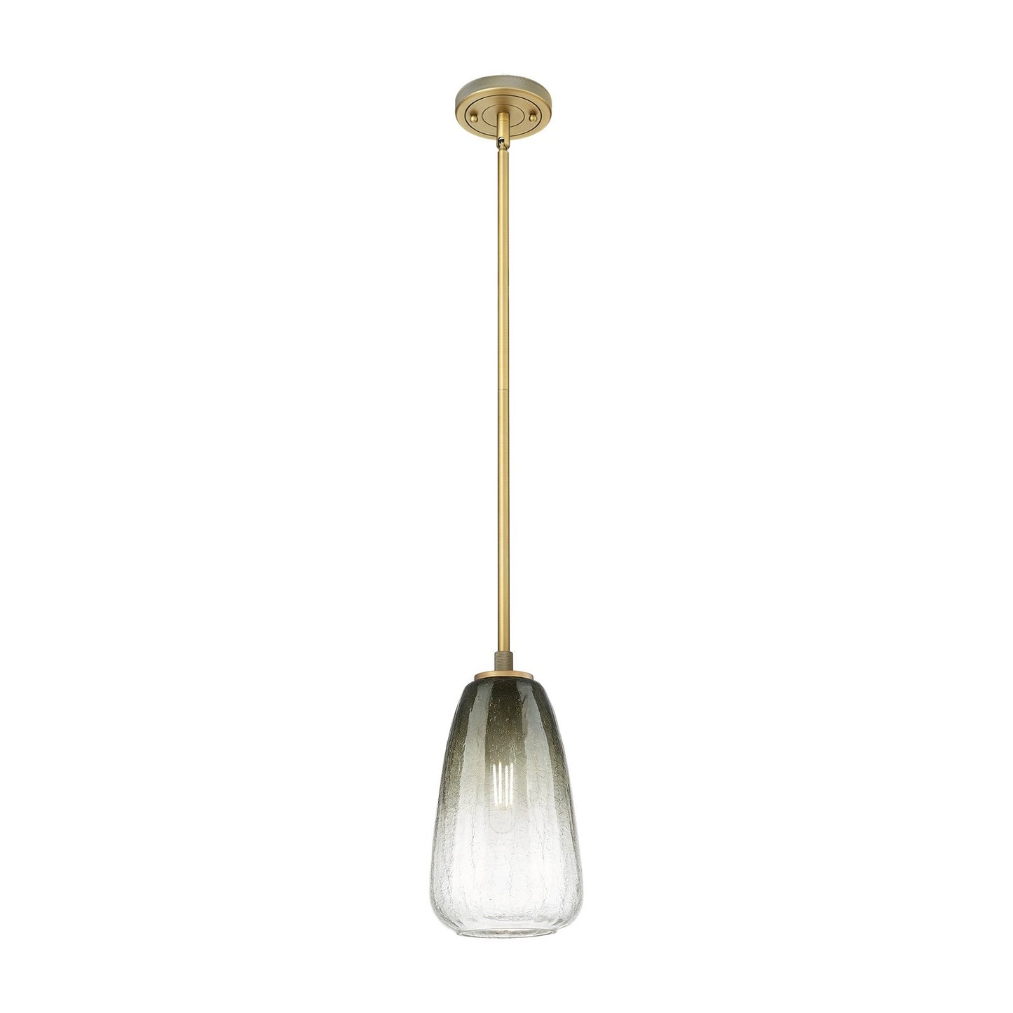 Innovations Brookhaven Almond 6in 1-Light Pendant | Industrial Brushed Brass and Slate Glass | Kitchen Island & Dining | Model 434-1S-BB-G480-6SL