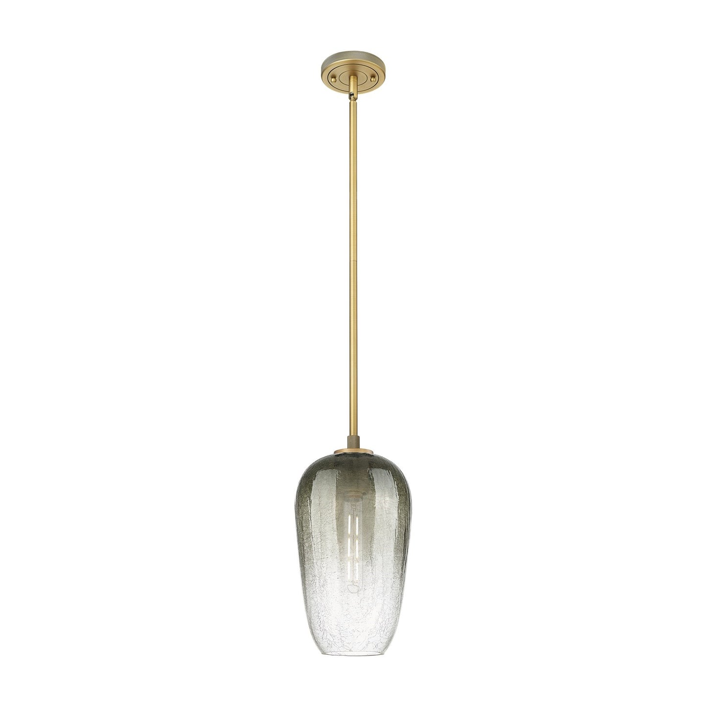 Innovations Brookhaven Flute 7in 1-Light Pendant | Industrial Brushed Brass and Slate Glass | Kitchen Island & Dining Room | Model 434-1S-BB-G484-7SL