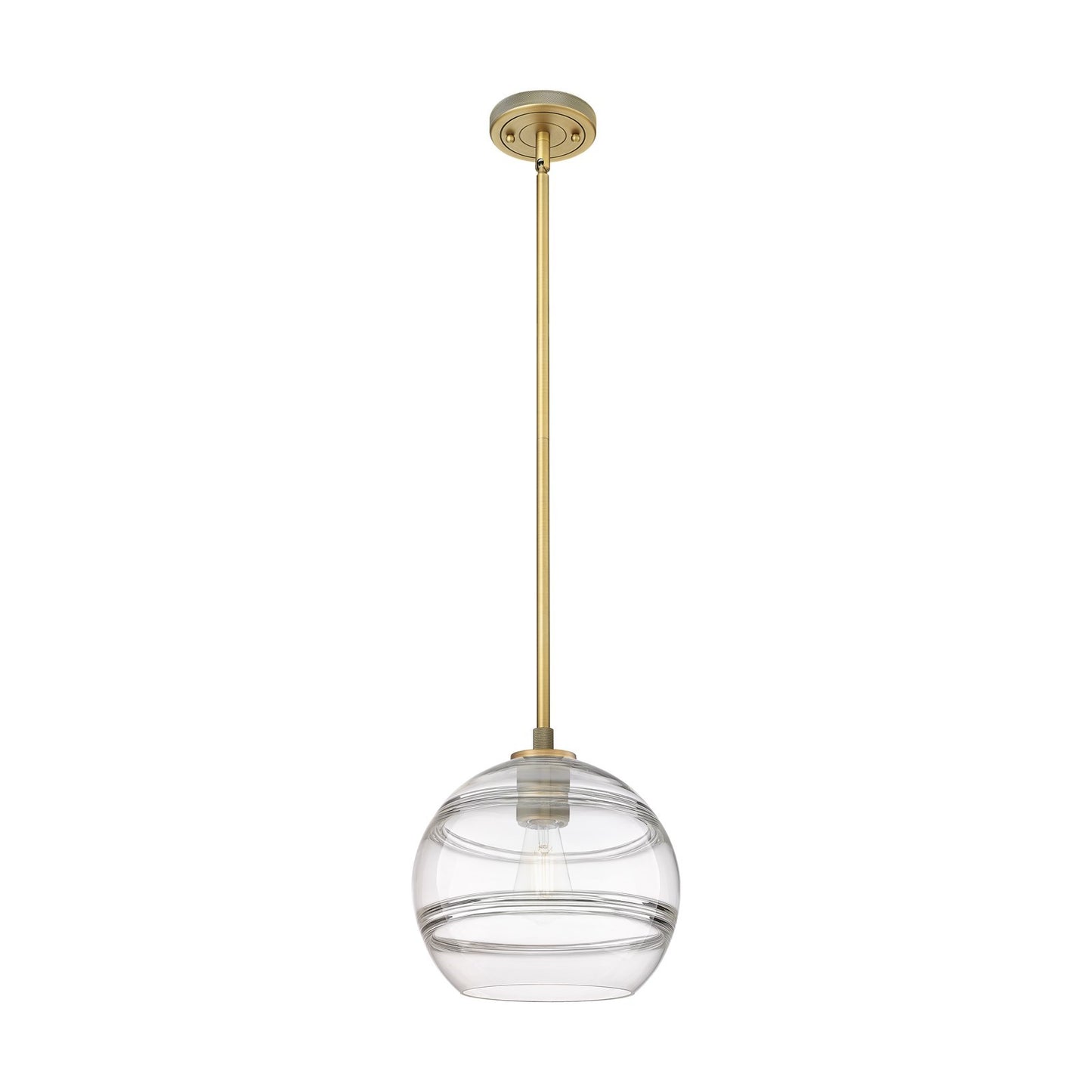 Innovations Rochester 10in 1-Light Pendant | Industrial Brushed Brass and Clear Glass | Kitchen Island & Dining Room | Model 434-1S-BB-G556-10CL