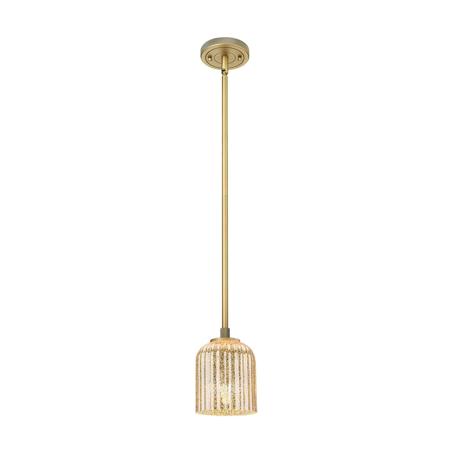 Innovations Crown Point 5in 1-Light Pendant | Industrial Brushed Brass and Mercury Glass | Kitchen Island & Dining Room | Model 434-1S-BB-G559-5ME