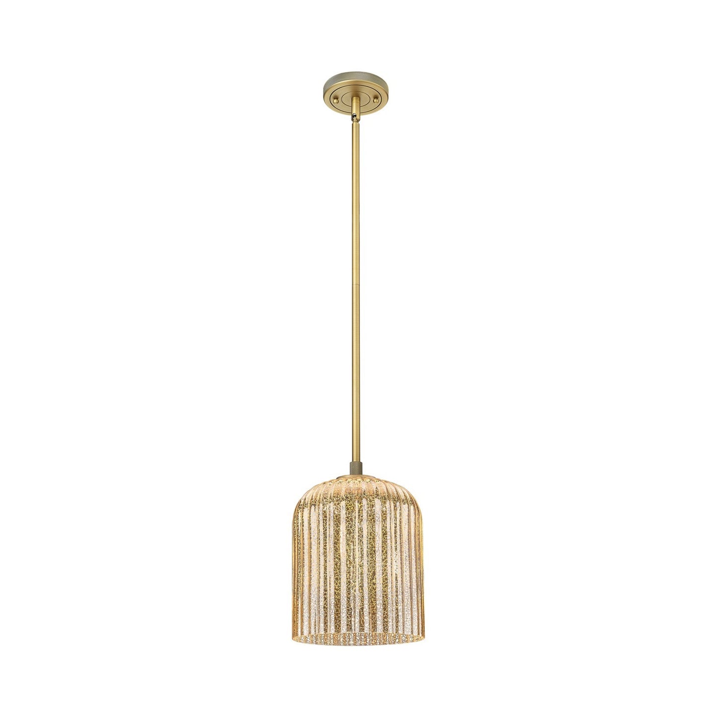 Innovations Crown Point 8in 1-Light Pendant | Industrial Brushed Brass and Mercury Glass | Kitchen Island & Dining Room | Model 434-1S-BB-G559-8ME