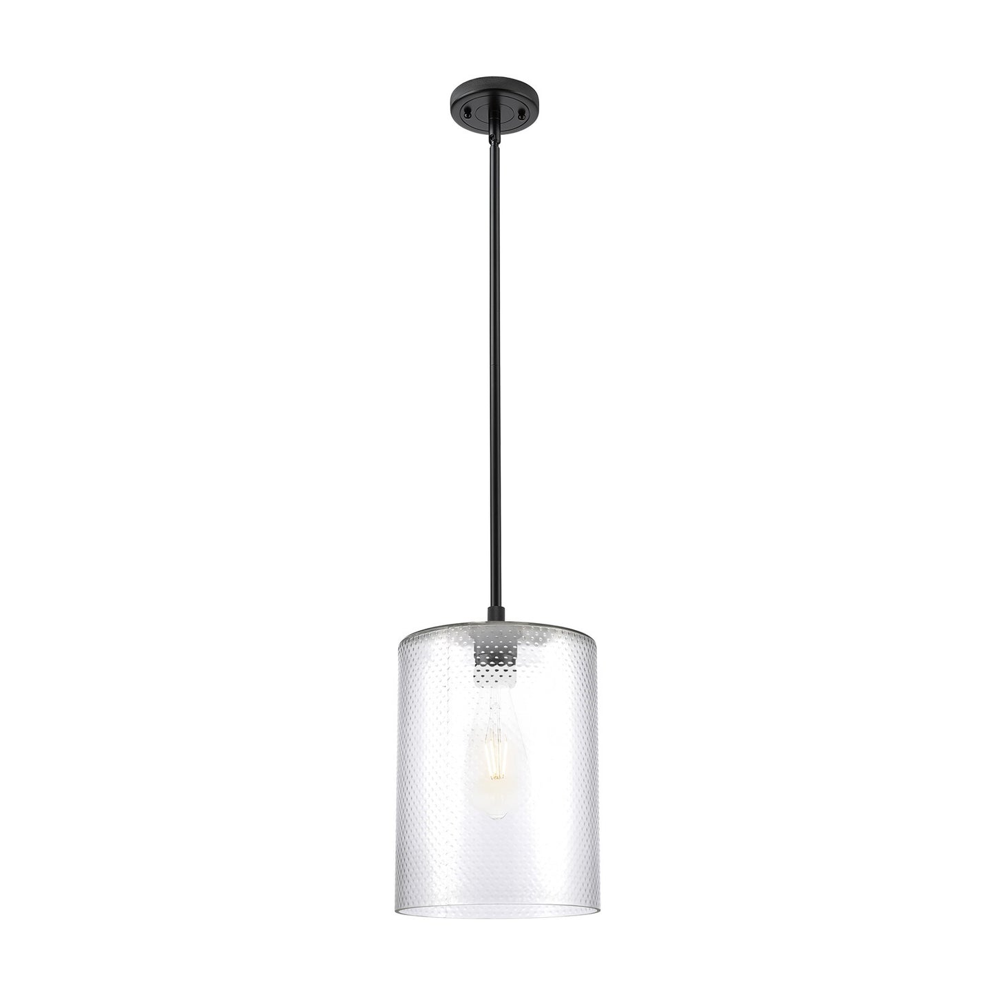 Innovations Cobbleskill 9in 1-Light Pendant | Industrial Matte Black and Clear Glass | Kitchen Island & Dining Room | Model 434-1S-BK-G112-L