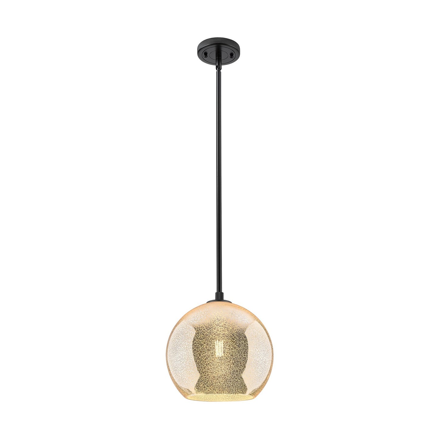 Innovations Athens 10in 1-Light Pendant | Industrial Matte Black and Mercury Glass | Kitchen Island & Dining Room | Model 434-1S-BK-G128-10