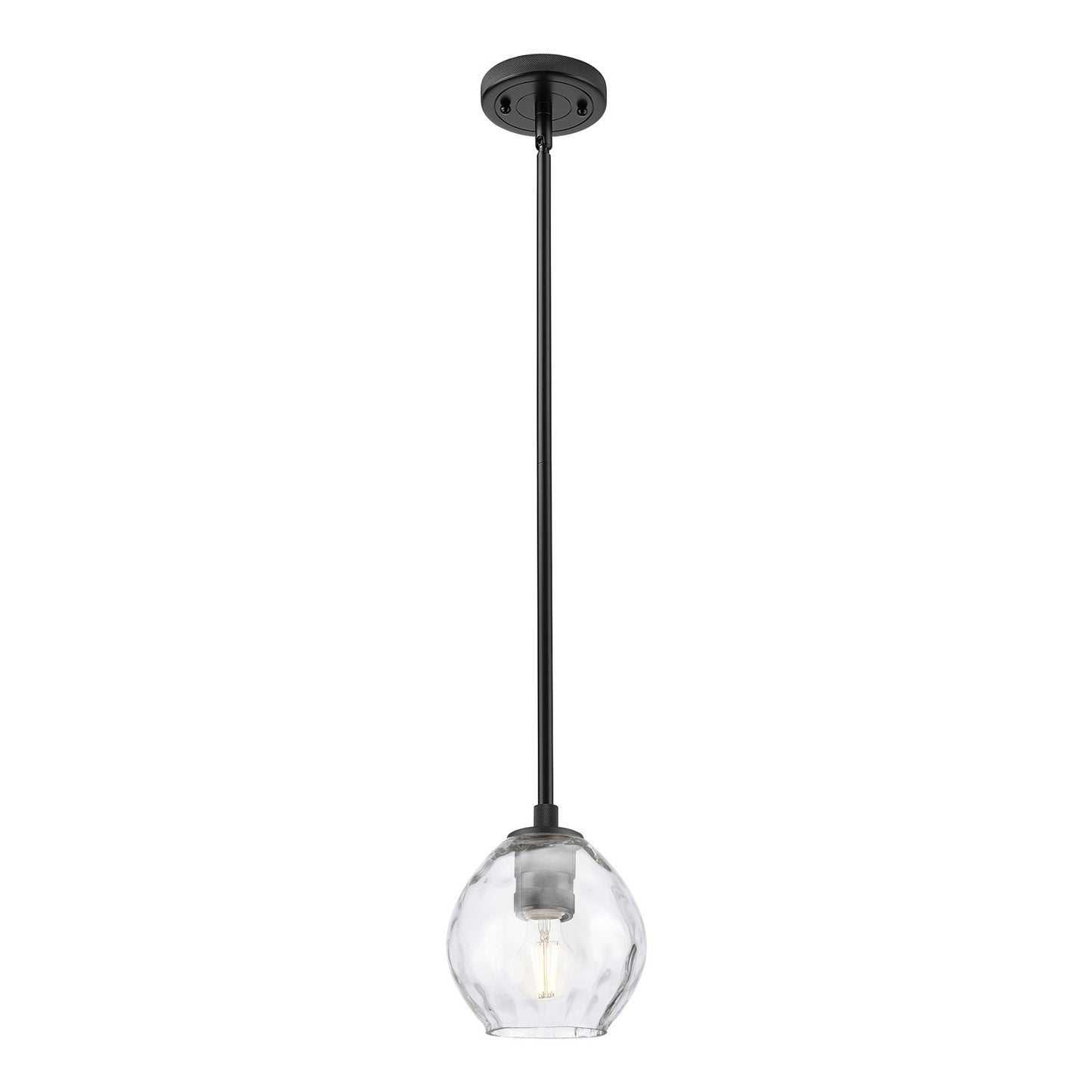 Innovations Waverly 6in 1-Light Pendant | Industrial Matte Black and Clear Glass | Kitchen Island & Dining Room | Model 434-1S-BK-G362