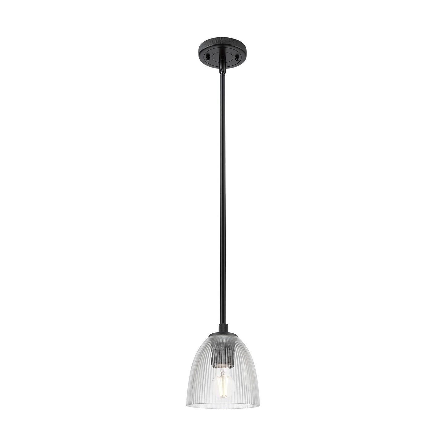Innovations Castile 6in 1-Light Pendant | Industrial Matte Black and Clear Glass | Kitchen Island & Dining Room | Model 434-1S-BK-G382