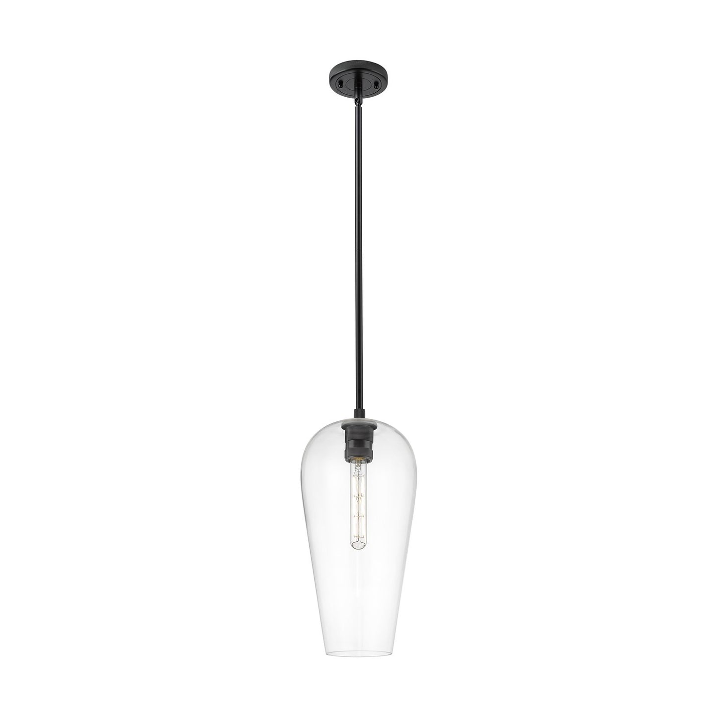 Innovations Chelsea 8in 1-Light Pendant | Industrial Matte Black and Clear Glass | Kitchen Island & Dining Room | Model 434-1S-BK-G456-8CL