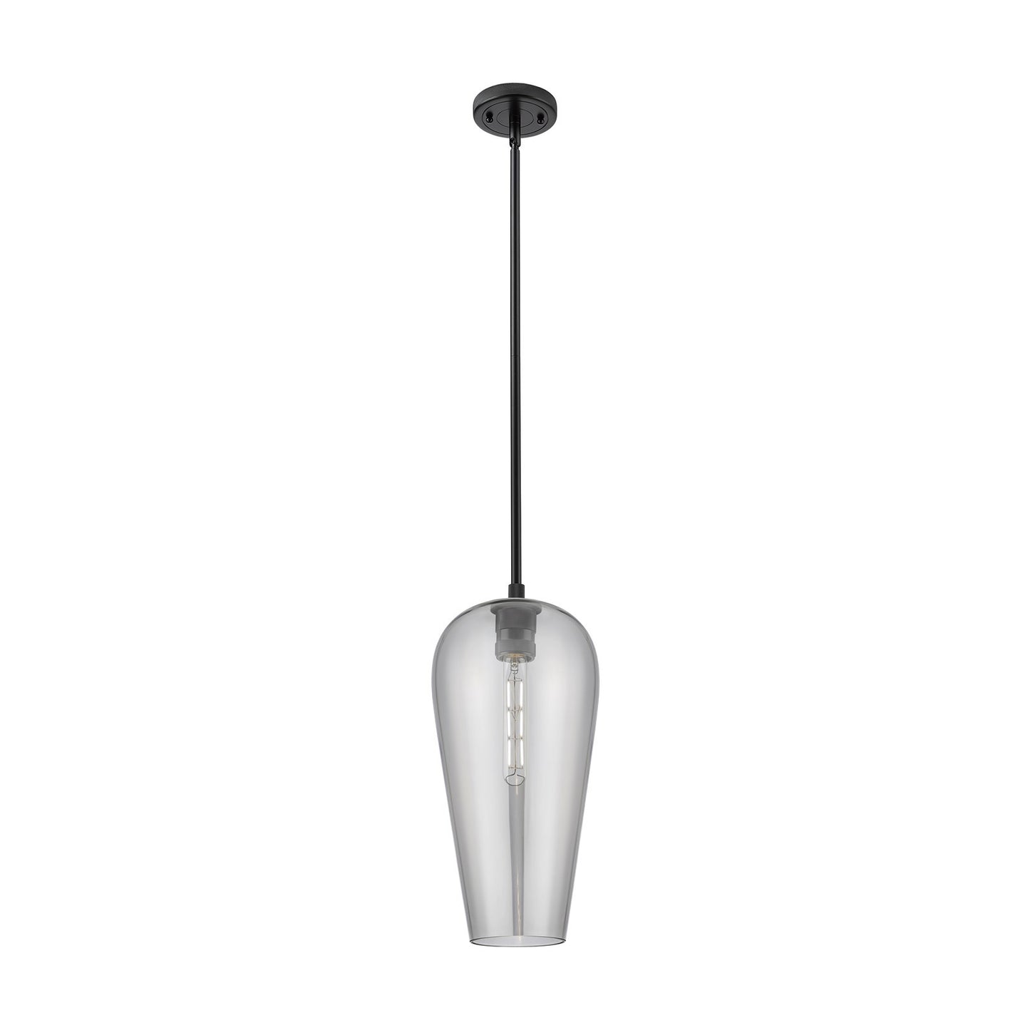 Innovations Chelsea 8in 1-Light Pendant | Industrial Matte Black and Light Smoke Glass | Kitchen Island & Dining Room | Model 434-1S-BK-G456-8SM