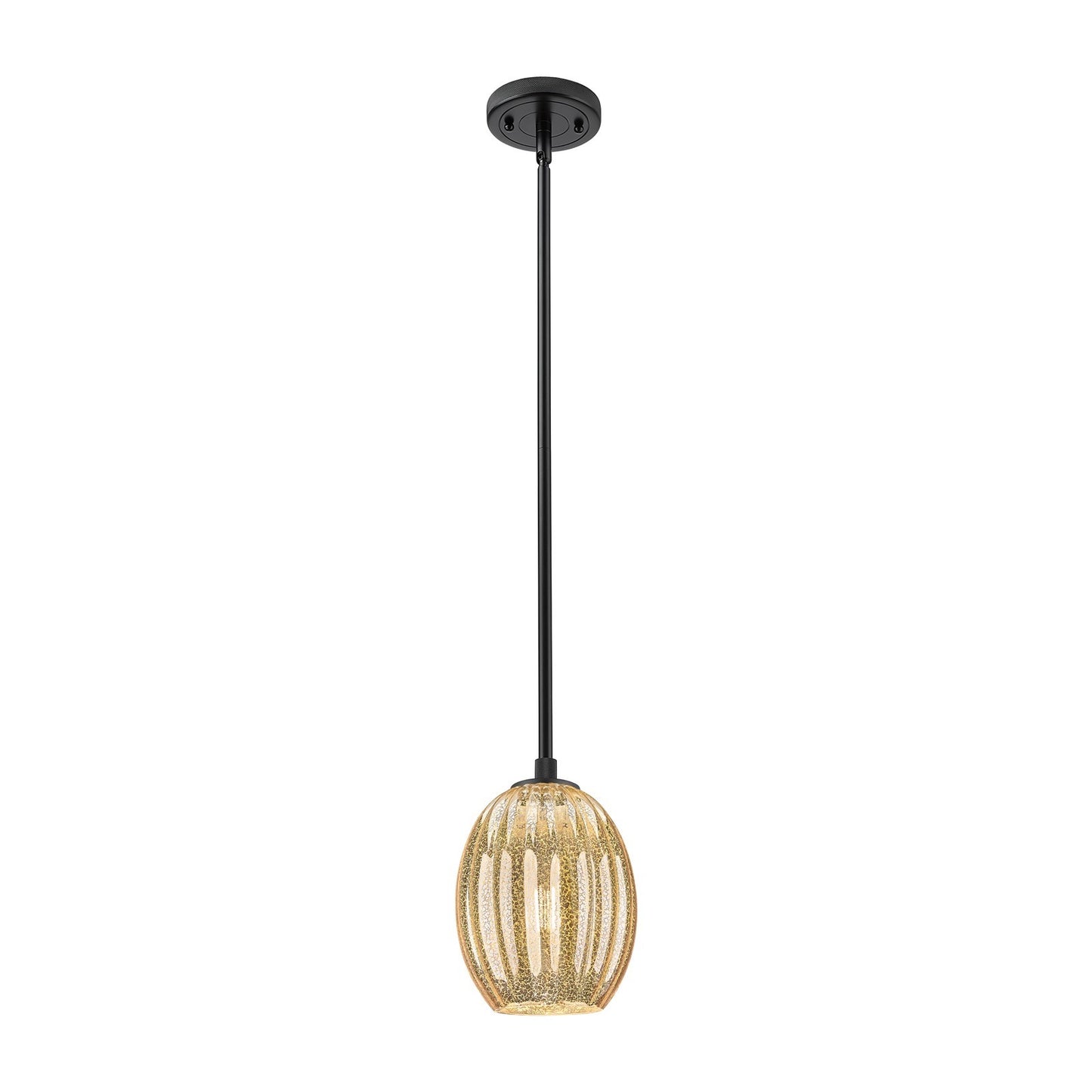 Innovations Preston Bulb 6in 1-Light Pendant | Industrial Matte Black and Mercury Glass | Kitchen Island & Dining Room | Model 434-1S-BK-G459-6ME