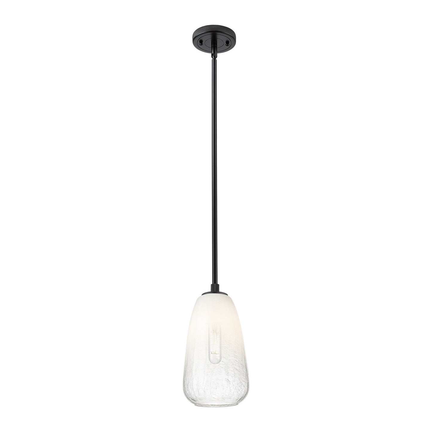 Innovations Brookhaven Almond 6in 1-Light Pendant | Industrial Matte Black and Opal Glass | Kitchen Island & Dining Room | Model 434-1S-BK-G480-6OP
