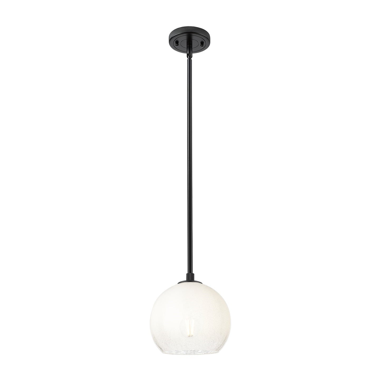 Innovations Brookhaven Globe 8in 1-Light Pendant | Industrial Matte Black and Opal Glass | Kitchen Island & Dining Room | Model 434-1S-BK-G483-8OP