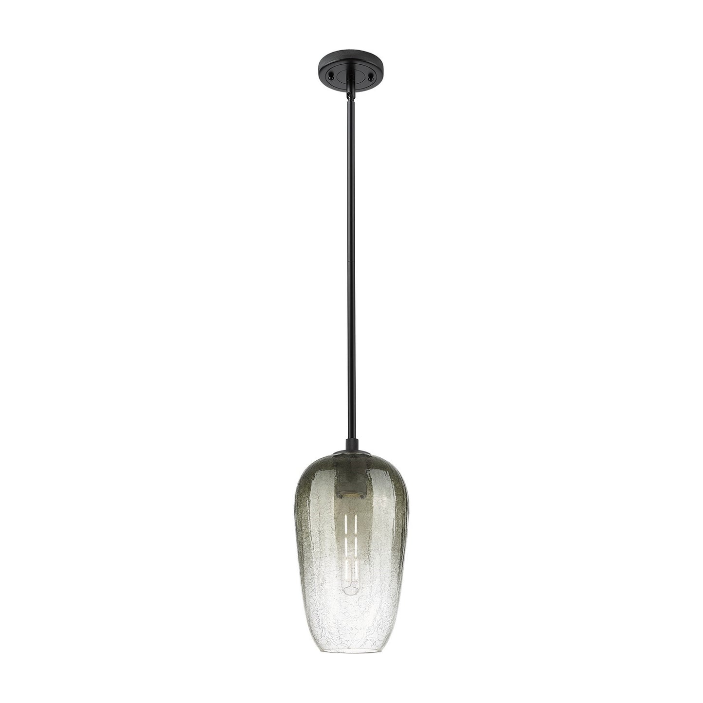 Innovations Brookhaven Flute 7in 1-Light Pendant | Industrial Matte Black and Slate Glass | Kitchen Island & Dining Room | Model 434-1S-BK-G484-7SL