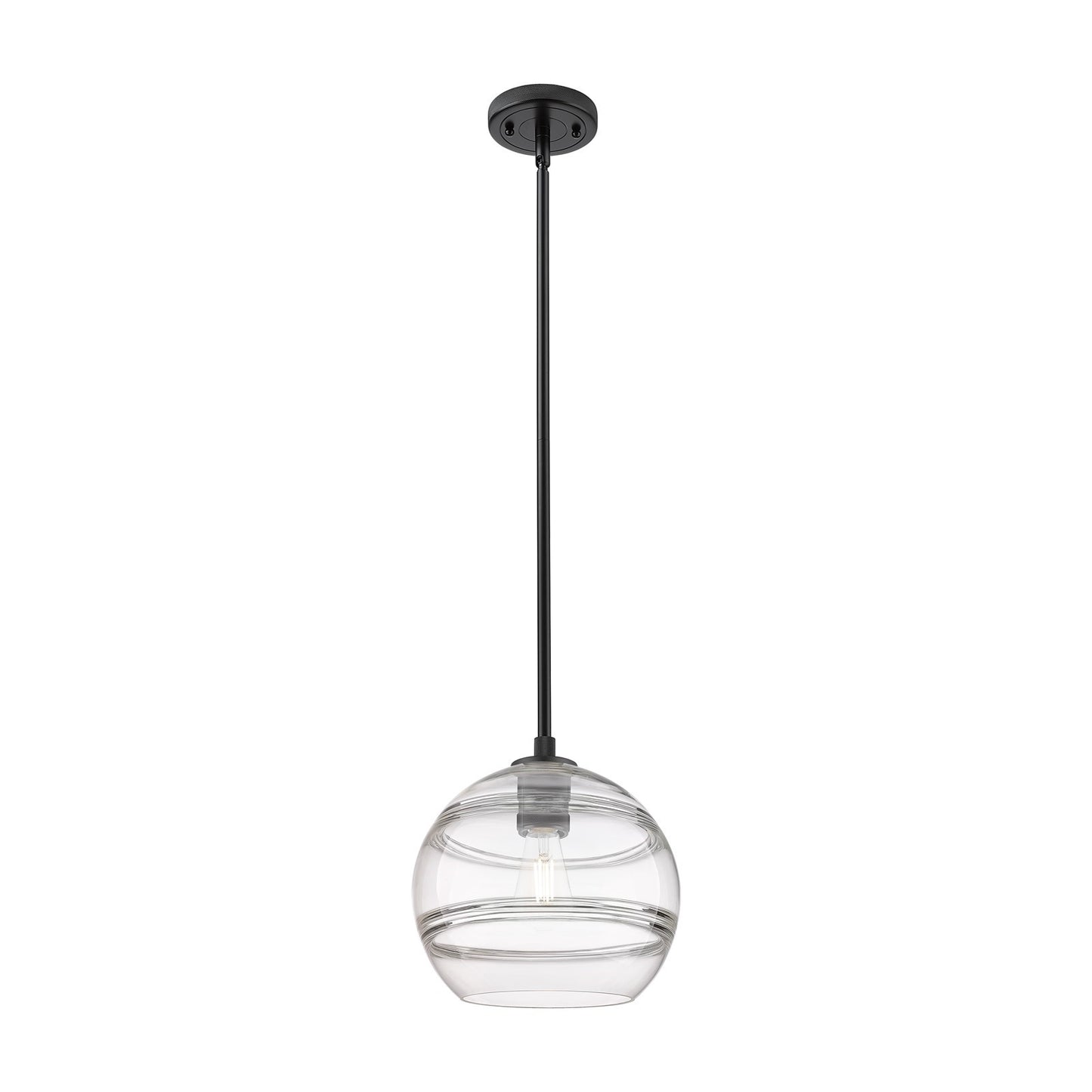 Innovations Rochester 10in 1-Light Pendant | Industrial Matte Black and Clear Glass | Kitchen Island & Dining Room | Model 434-1S-BK-G556-10CL