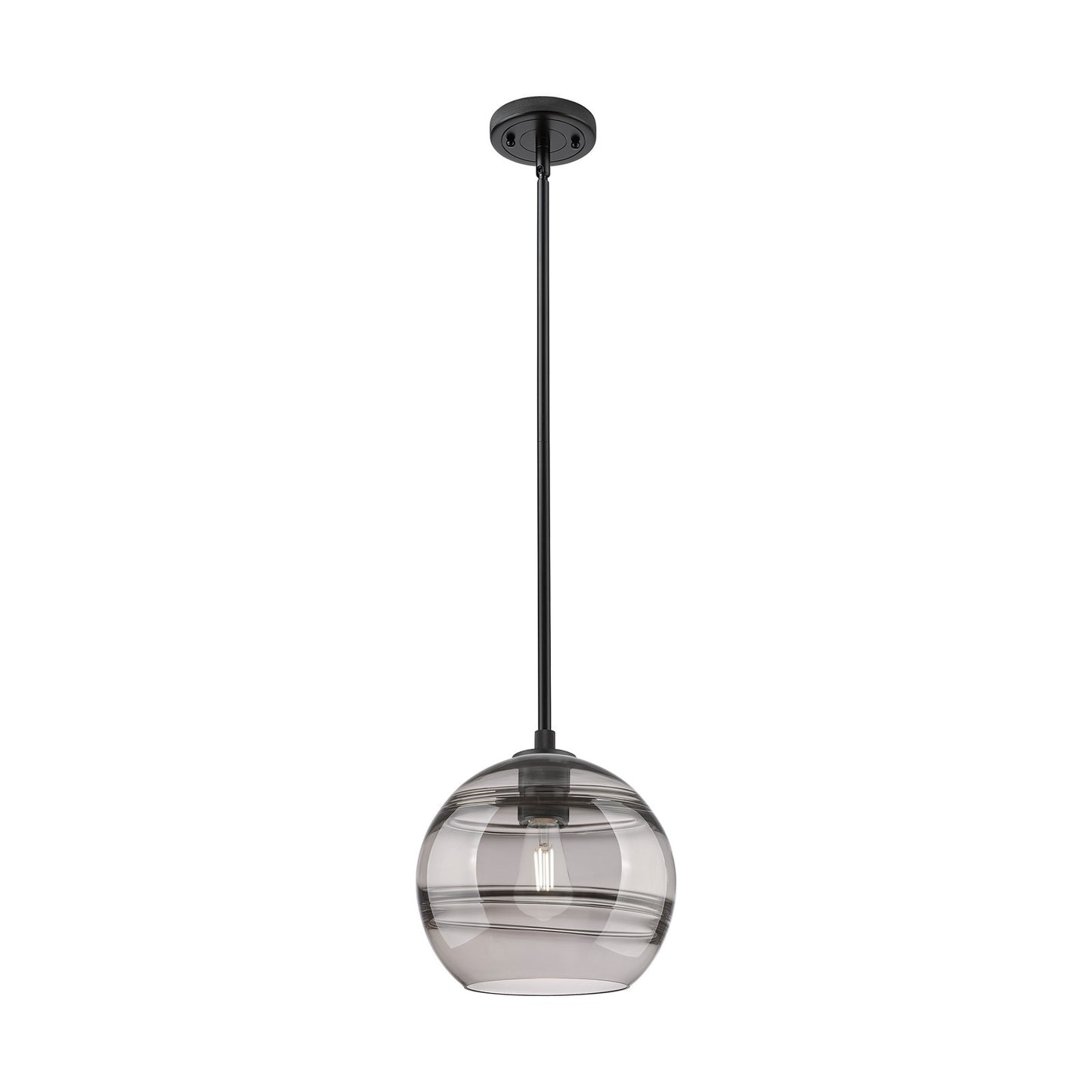 Innovations Rochester 10in 1-Light Pendant | Industrial Matte Black and Light Smoke Glass | Kitchen Island & Dining Room | Model 434-1S-BK-G556-10SM