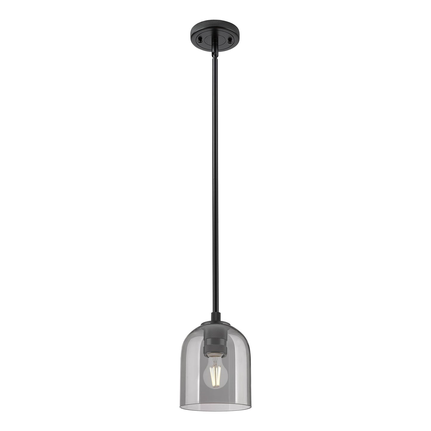 Innovations Bella 6in 1-Light Pendant | Industrial Matte Black and Light Smoke Glass | Kitchen Island & Dining Room | Model 434-1S-BK-G558-6SM