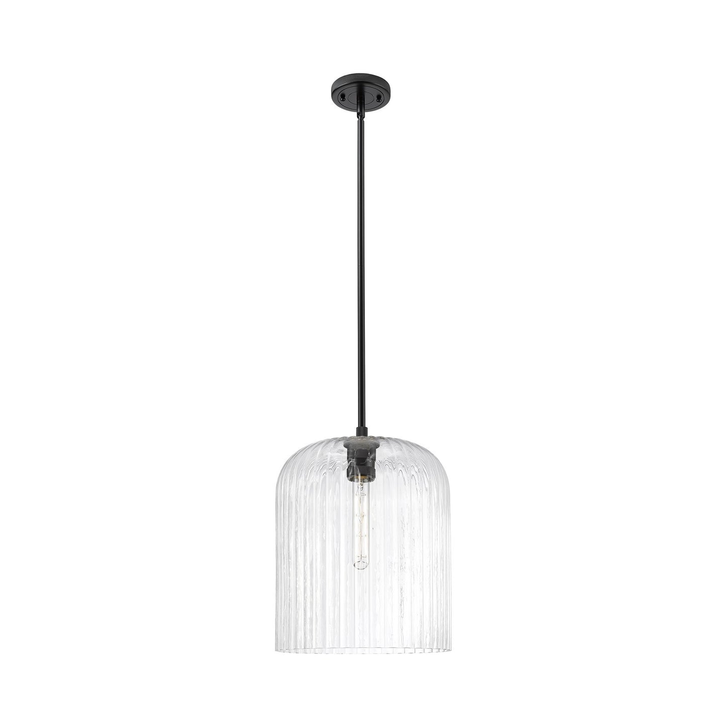 Innovations Crown Point 12in 1-Light Pendant | Industrial Matte Black and Clear Glass | Kitchen Island & Dining Room | Model 434-1S-BK-G559-12CL