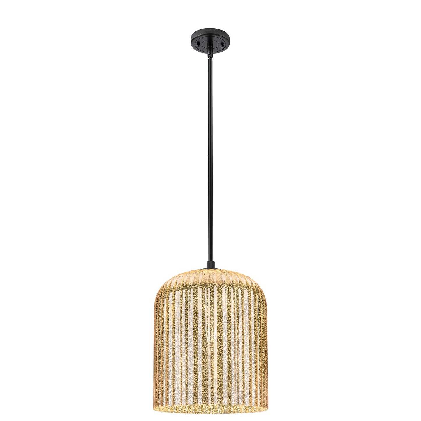 Innovations Crown Point 12in 1-Light Pendant | Industrial Matte Black and Mercury Glass | Kitchen Island & Dining Room | Model 434-1S-BK-G559-12ME