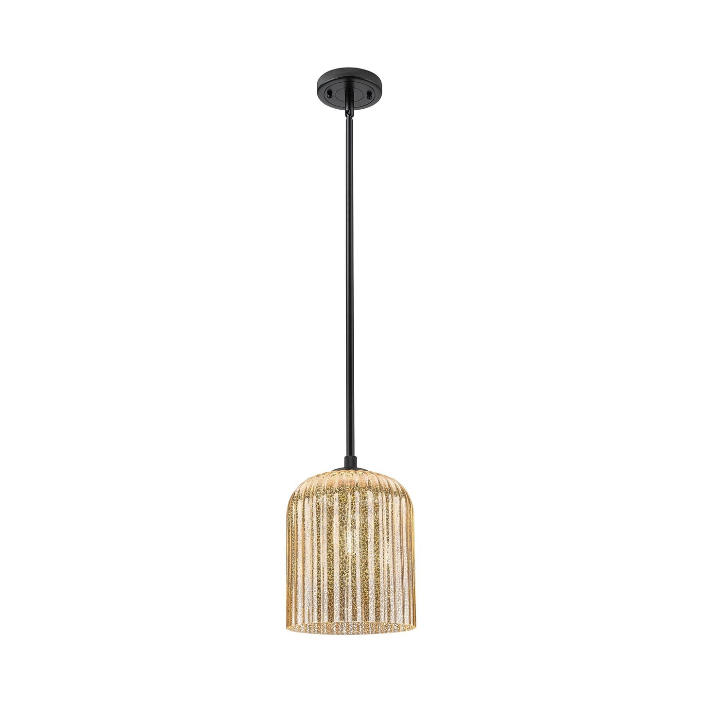 Innovations Crown Point 8in 1-Light Pendant | Industrial Matte Black and Mercury Glass | Kitchen Island & Dining Room | Model 434-1S-BK-G559-8ME