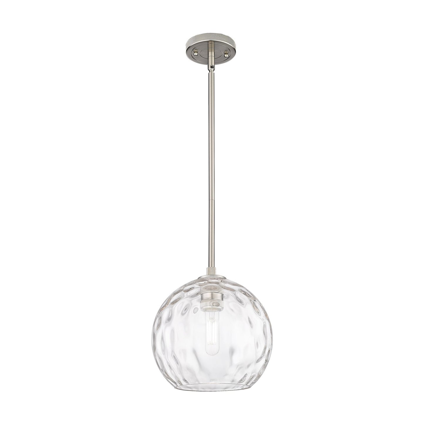 Innovations Athens Water Glass 10in 1-Light Pendant | Industrial Satin Nickel and Clear Water Glass | Kitchen Island | Model 434-1S-SN-G1215-10